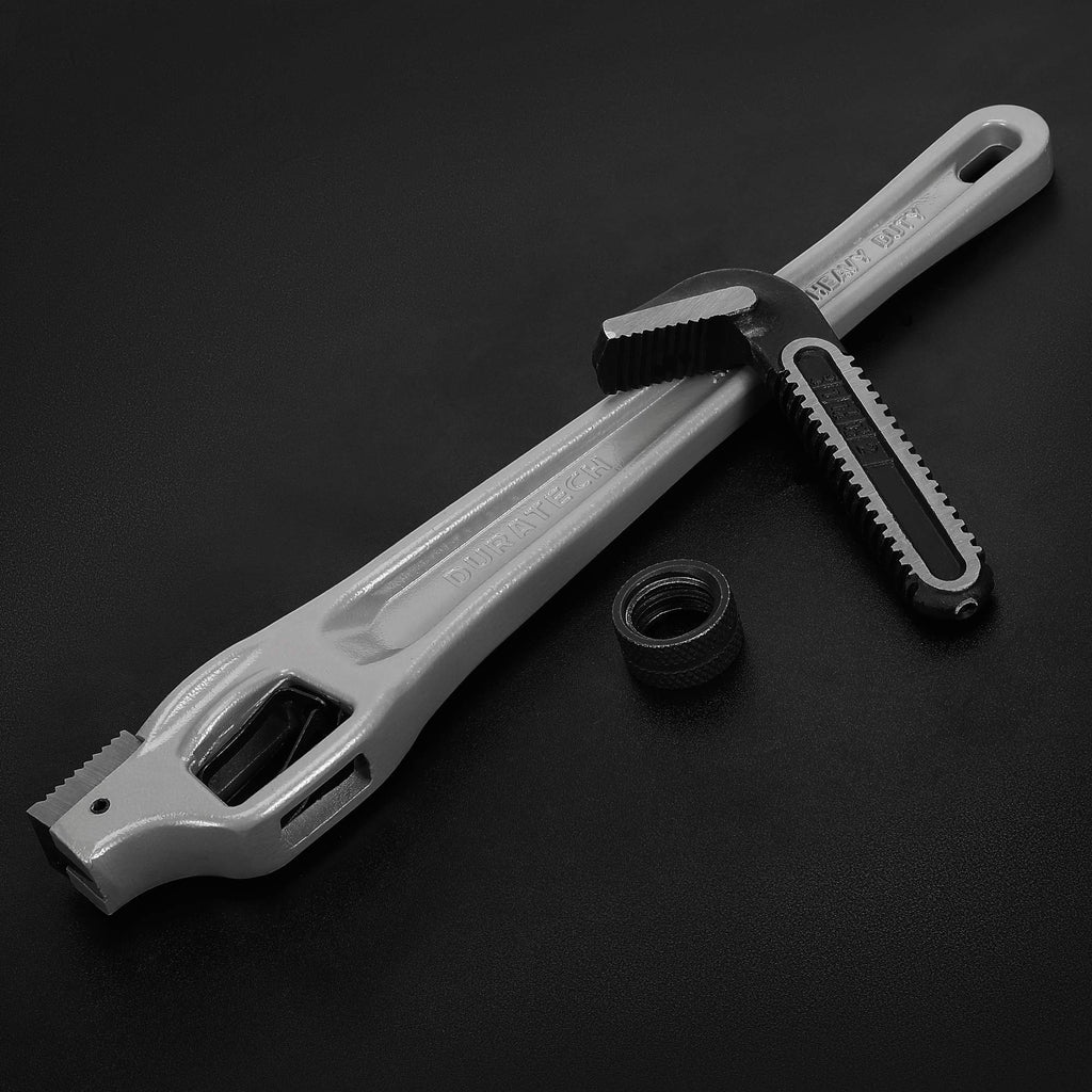 DURATECH 8-inch Heavy Duty Aluminum Straight Pipe Wrench, Adjustable Plumbing Wrench, Drop Forged, Exceed GGG standard