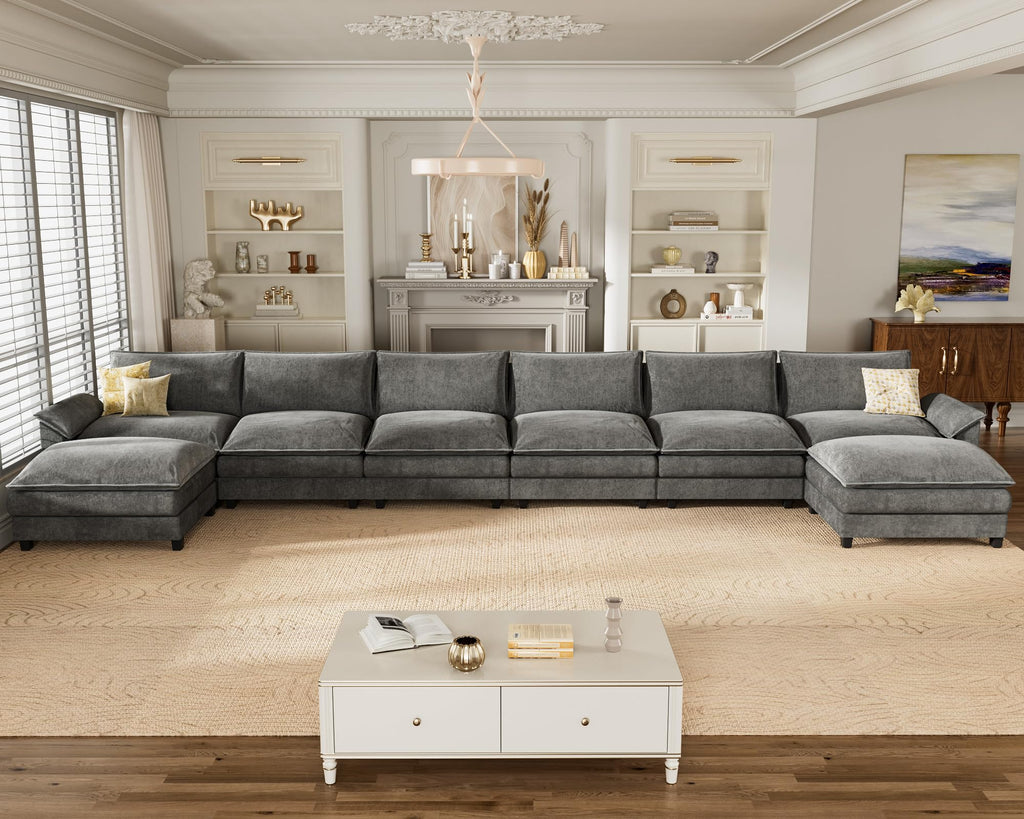 Homall 80" Modular Sectional Sofa, Loveseat Sofa Couch with Double-Layer Cushion, DIY Combination Chenille Deep 2-Seat Cloud Couch for Living Room, Apartment (Bright Grey, Loveseat Sofa)