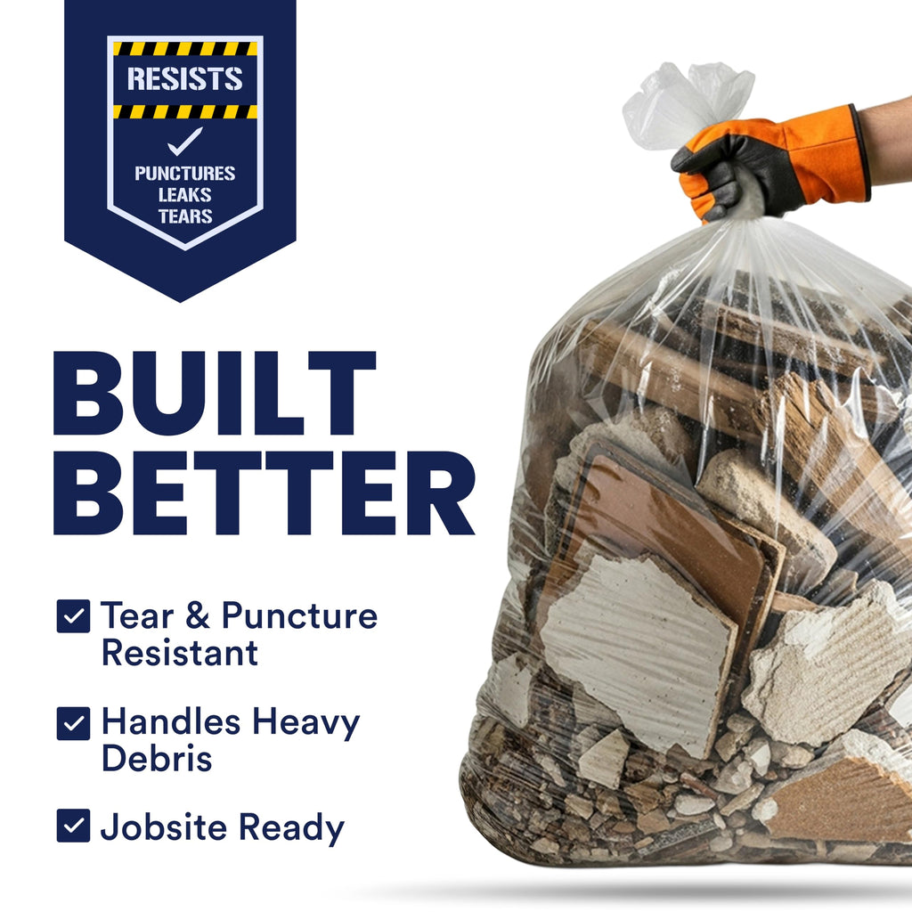 Plasticplace 64-65 Gallon Trash Can Liners for Toter │ 1.5 Mil │ Black Heavy Duty Garbage Bags │ 50” x 60” (25 Count)