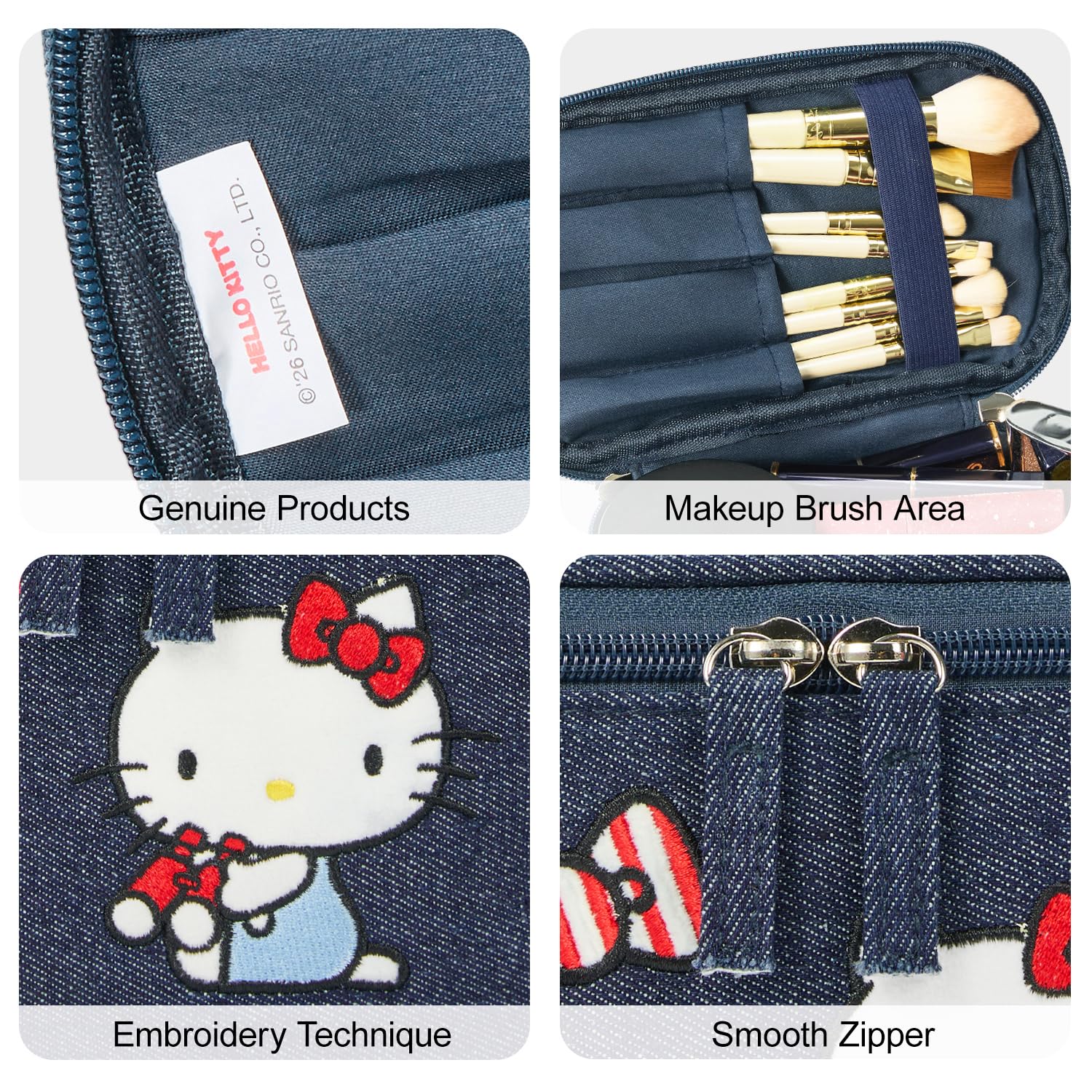 AmBealla Makeup Bag Large Waterproof Cosmetic Bags with Makeup Brush Holder,Cute Printed Makeup Organizer for Women Traveling,Portable Toiletry Bag for Girls