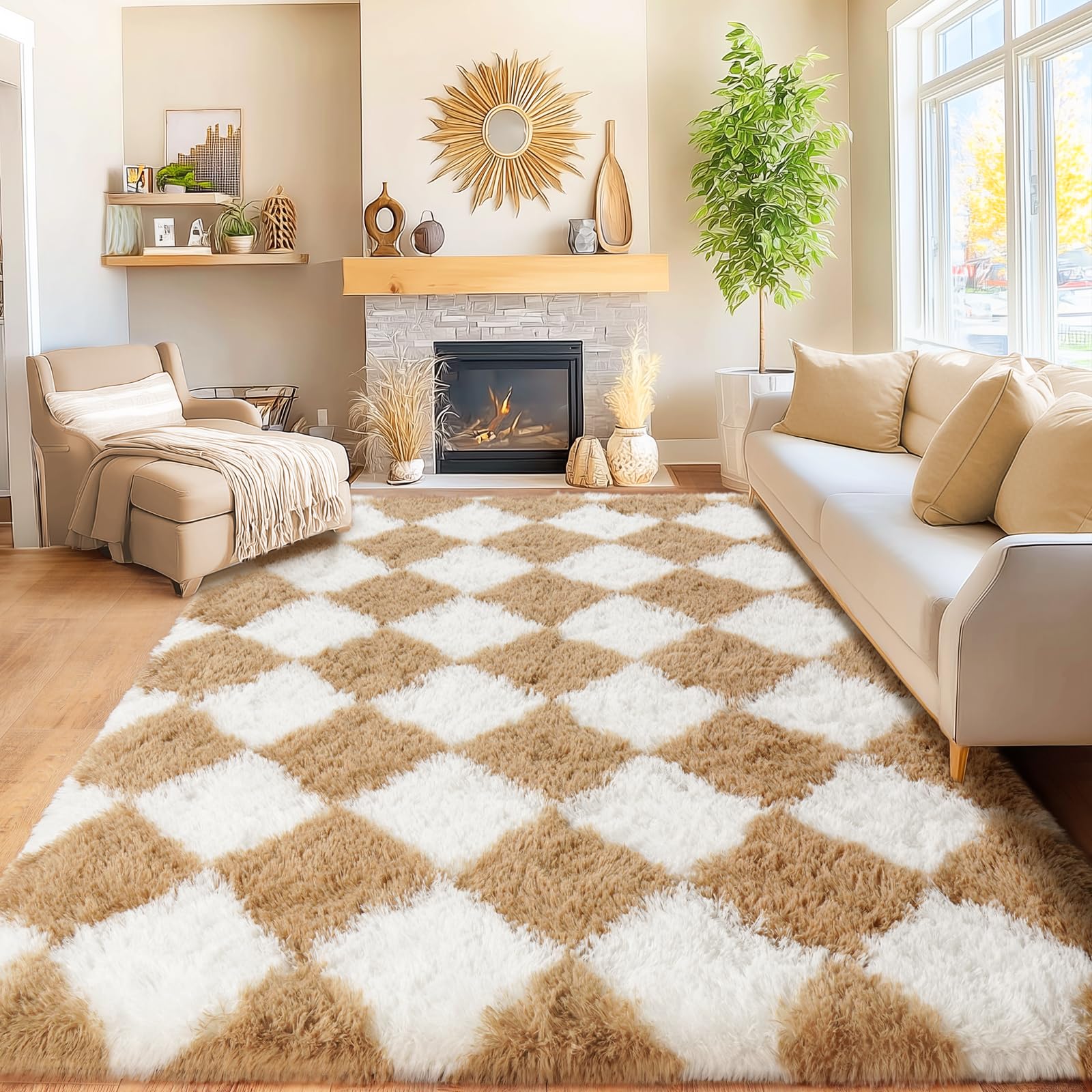 Awaytail Fluffy Rug Washable 2x3 Feet, Pure Black Desk Chair Rug Non-Slip, Super Soft Kids Rug for Boys Nursery Dorm Decor