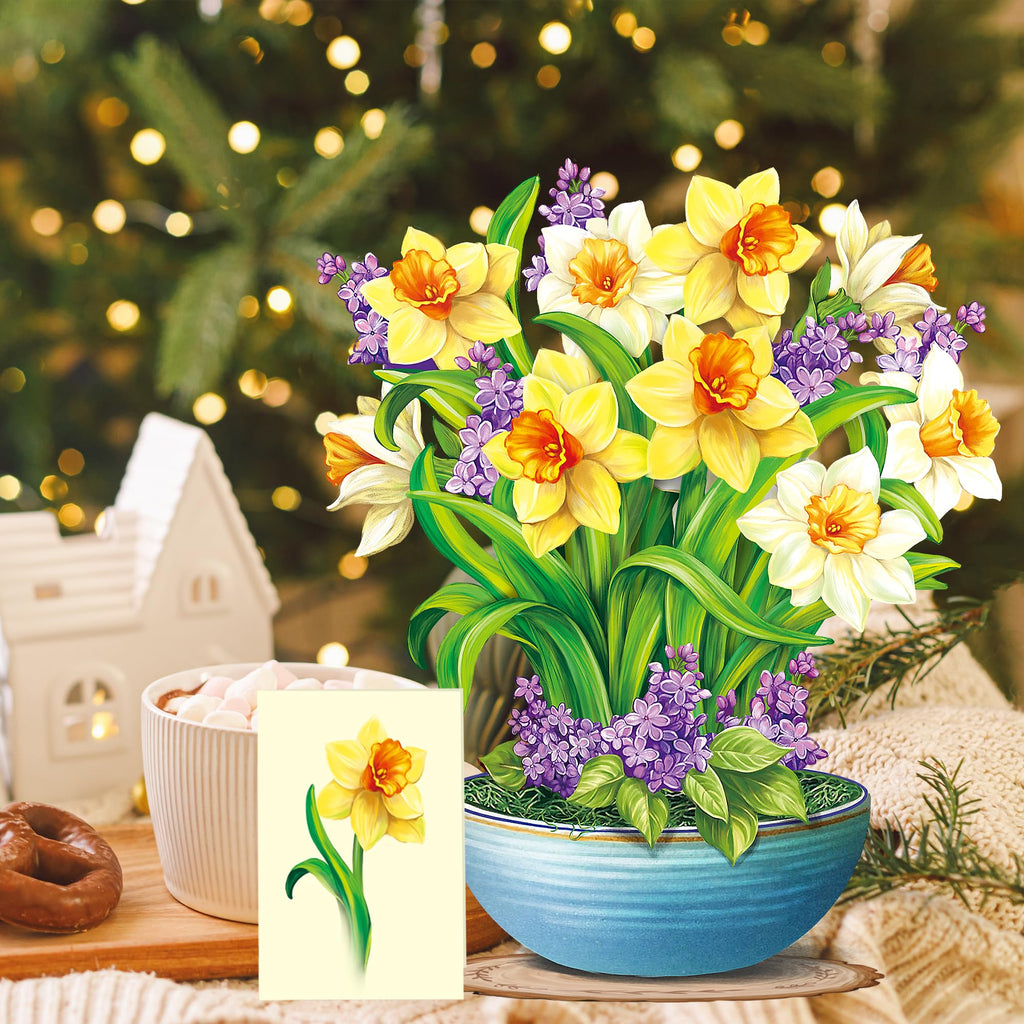 Airpark 3D Pop Up Paper Flowers Bouquet Card 12’‘ with Note & Envelope, Birthday Gifts, Get Well, Thank You, Greeting Cards for Women Mom Wife Friends, Daisies and Butterflies