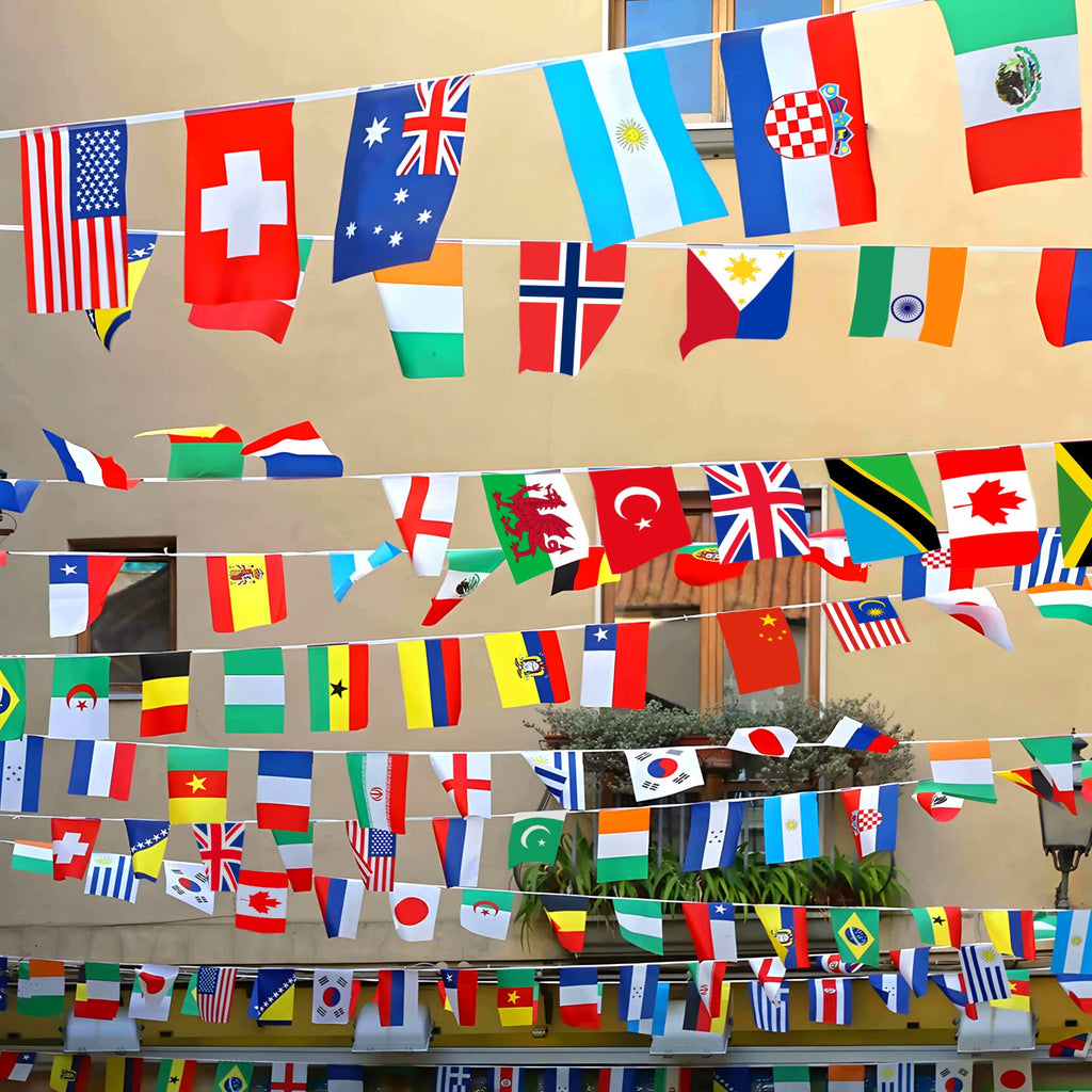 100 Countries String Flag, 82 ft International Flags Bunting Banner, World Flag Banner Decoration for World Cup Party, School, Sports Game Events, Grand Opening, Classroom