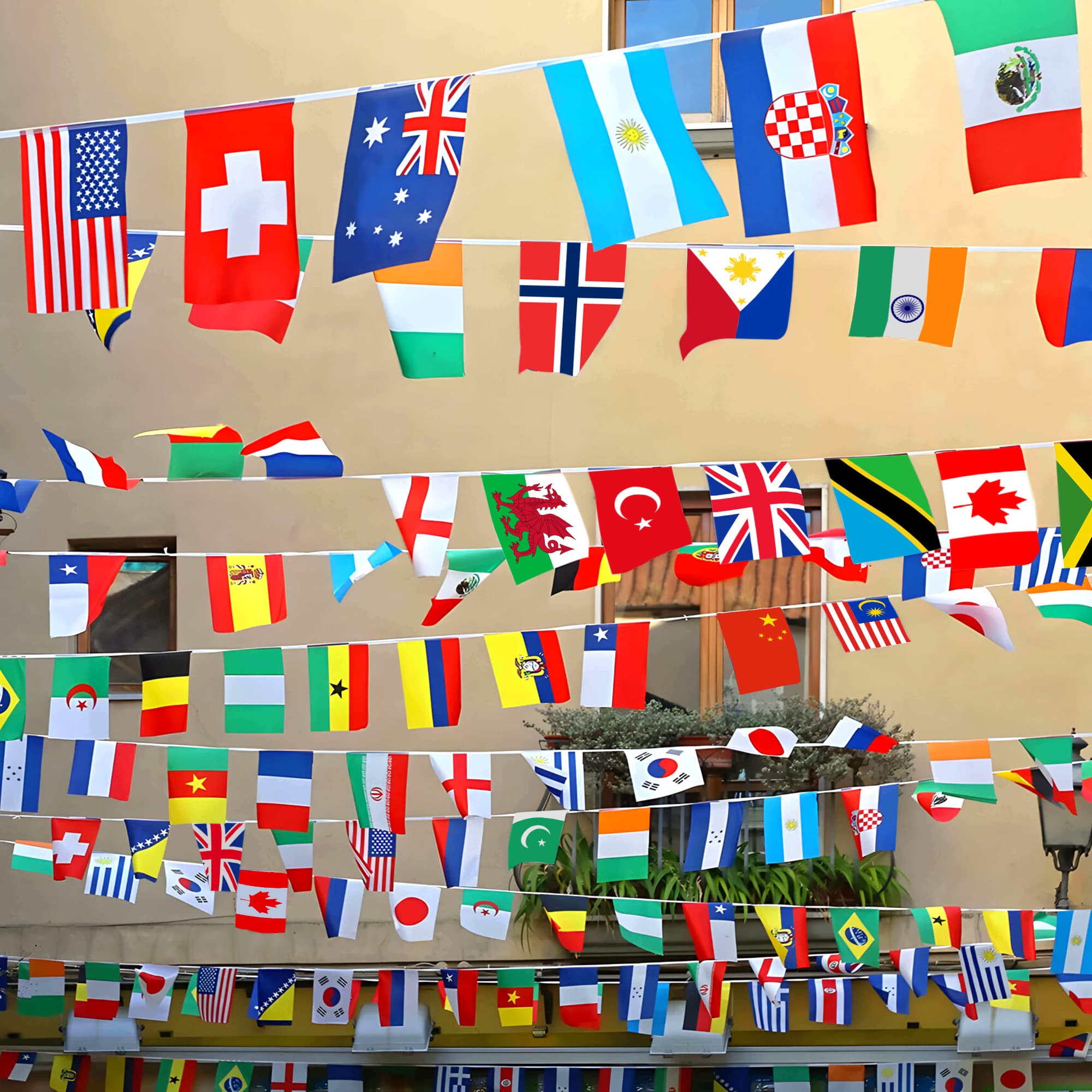100 Countries String Flag, 82 ft International Flags Bunting Banner, World Flag Banner Decoration for World Cup Party, School, Sports Game Events, Grand Opening, Classroom