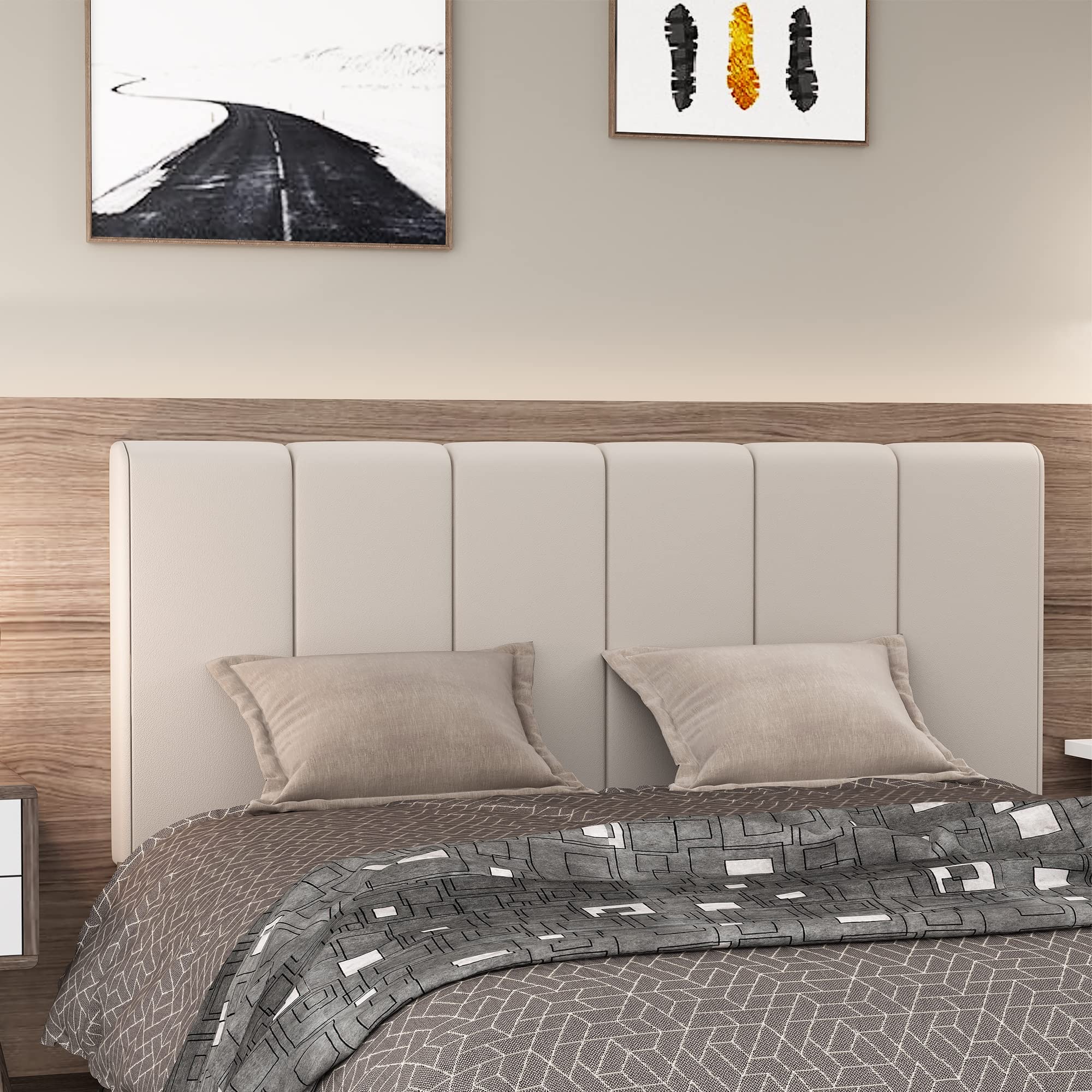 HAOBO Home Upholstered Headboards Foldable Queen/Full Linen Panels with Height Adjustments