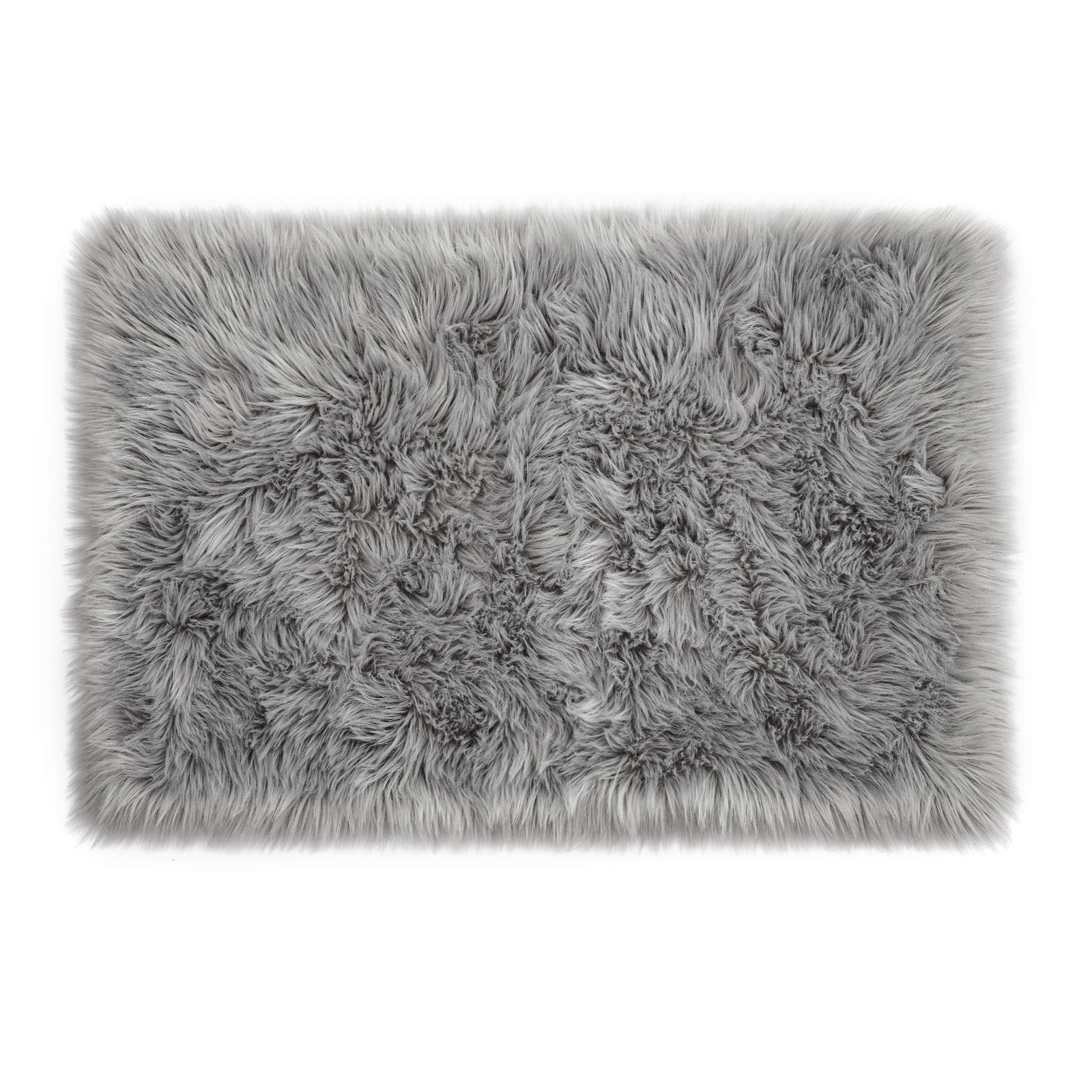 LOCHAS Soft Fluffy Faux Fur Rugs for Bedroom Bedside Rug 2x3 Feet, Washable, Furry Sheepskin Area Rug for Living Room Girls Room, Luxury Shag Carpet Home Decor, Beige