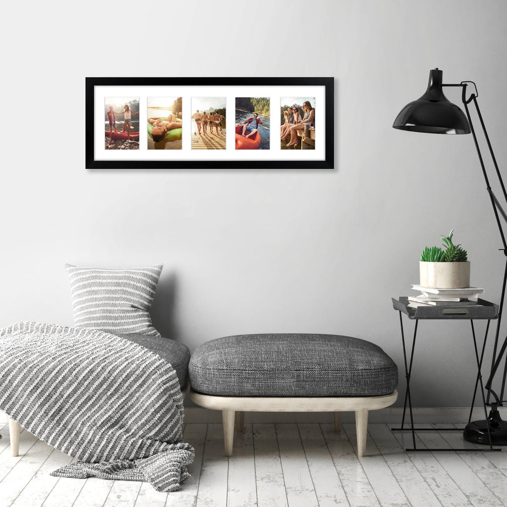 Americanflat 4x6 Double Picture Frame with Shatter-Resistant Glass - Fits Two 4x6 Photos or use as One 6x14 Frame - Signature Collection - Collage Frames for Tabletop and Wall Display - Black
