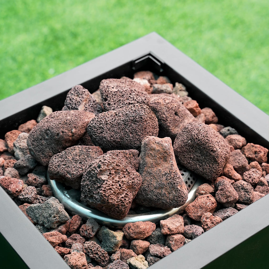 Mr. Fireglass 10 Pounds Black Natural Lava Rock for Indoor Outdoor Gas Fire Pits Fireplaces & Barbecue Grills | Volcanic Lava Stones for Decorating Garden Landscaping, Potted Plants, 0.2"-0.3"