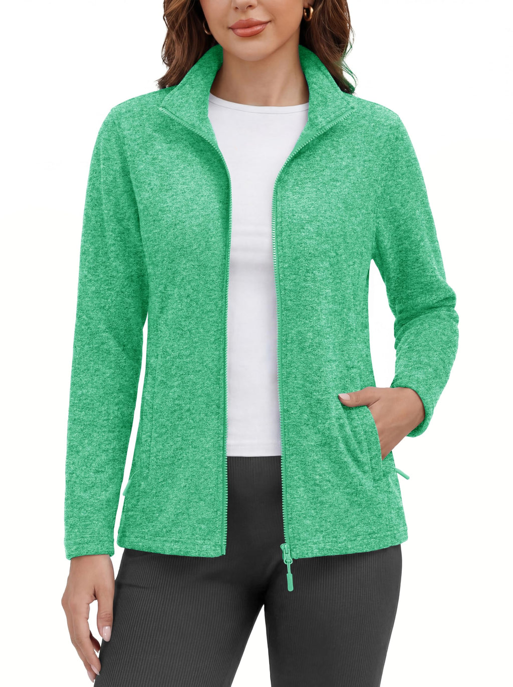 MAGCOMSEN Fleece Jacket Women Zip UP Lightweight Soft Polar Warm Winter Jackets for Women with Pockets Outdoor Hiking