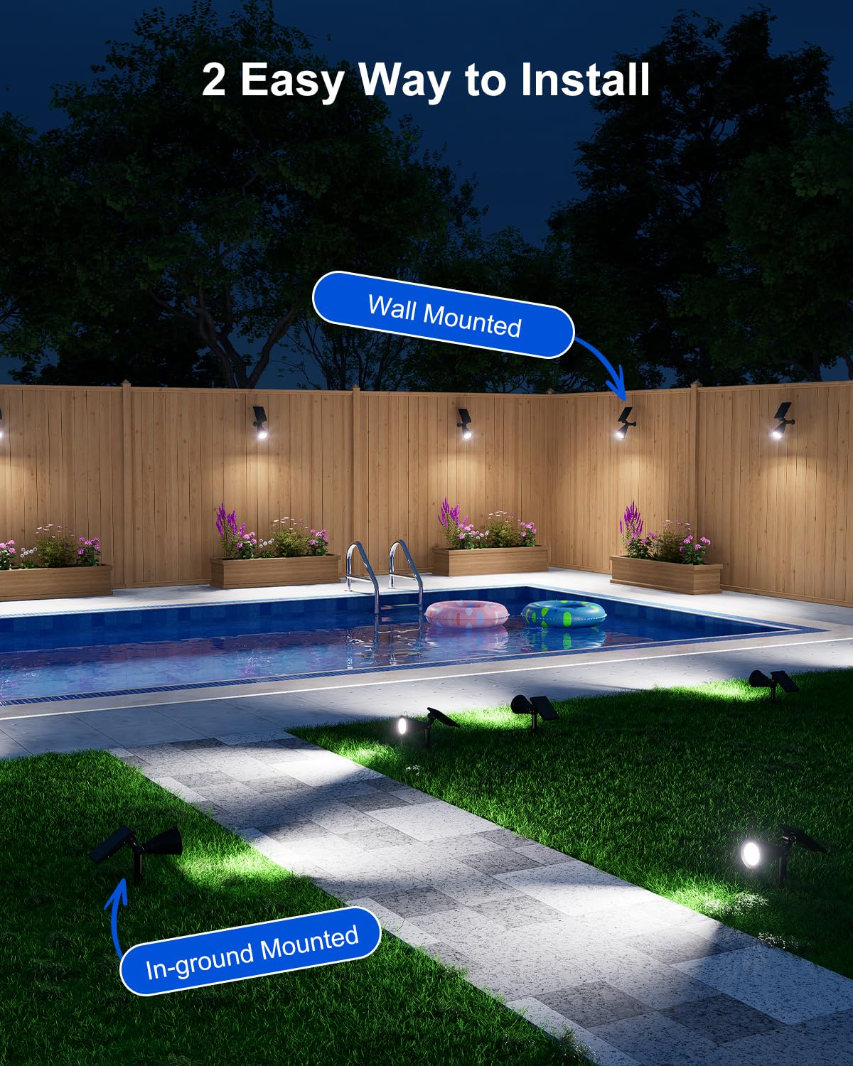 Solar Power Spot Lights Outdoor Waterproof for Christmas Decorations, Flag, Tree, Wreath, Santa Claus, Snowman, Bright LED Landscape Lamp Uplights for Outside Garden, Yard, Patio, Sidewalk,Warm White