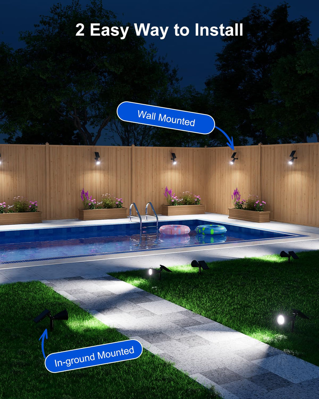 Solar Power Spot Lights Outdoor Waterproof for Christmas Decorations, Flag, Tree, Wreath, Santa Claus, Snowman, Bright LED Landscape Lamp Uplights for Outside Garden, Yard, Patio, Sidewalk,Warm White