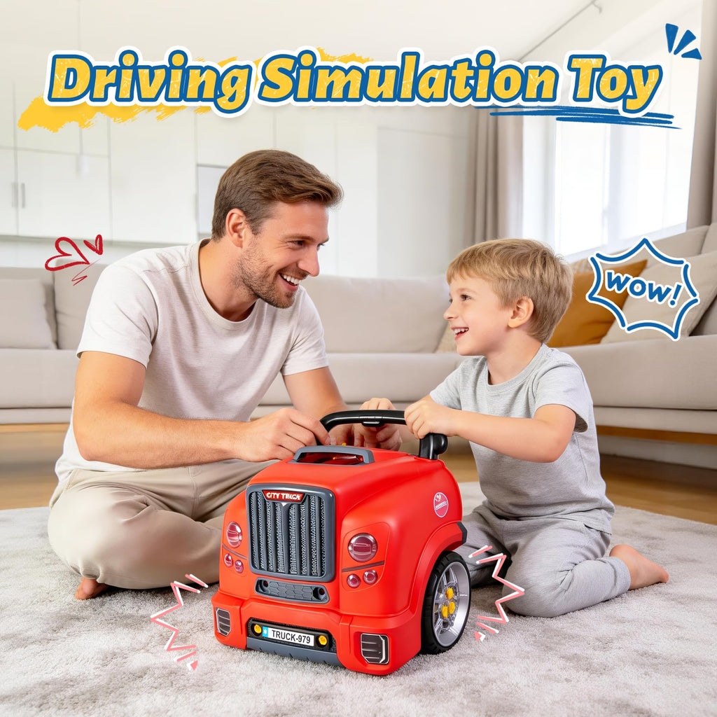 POFJOEQ Interactive Truck Engine Toy with Removable Parts - Lights, Sounds, and Fun for Young Mechanics -Unleash Their Creativity and Motor Skills with This Truck Engine Toy (Bule)