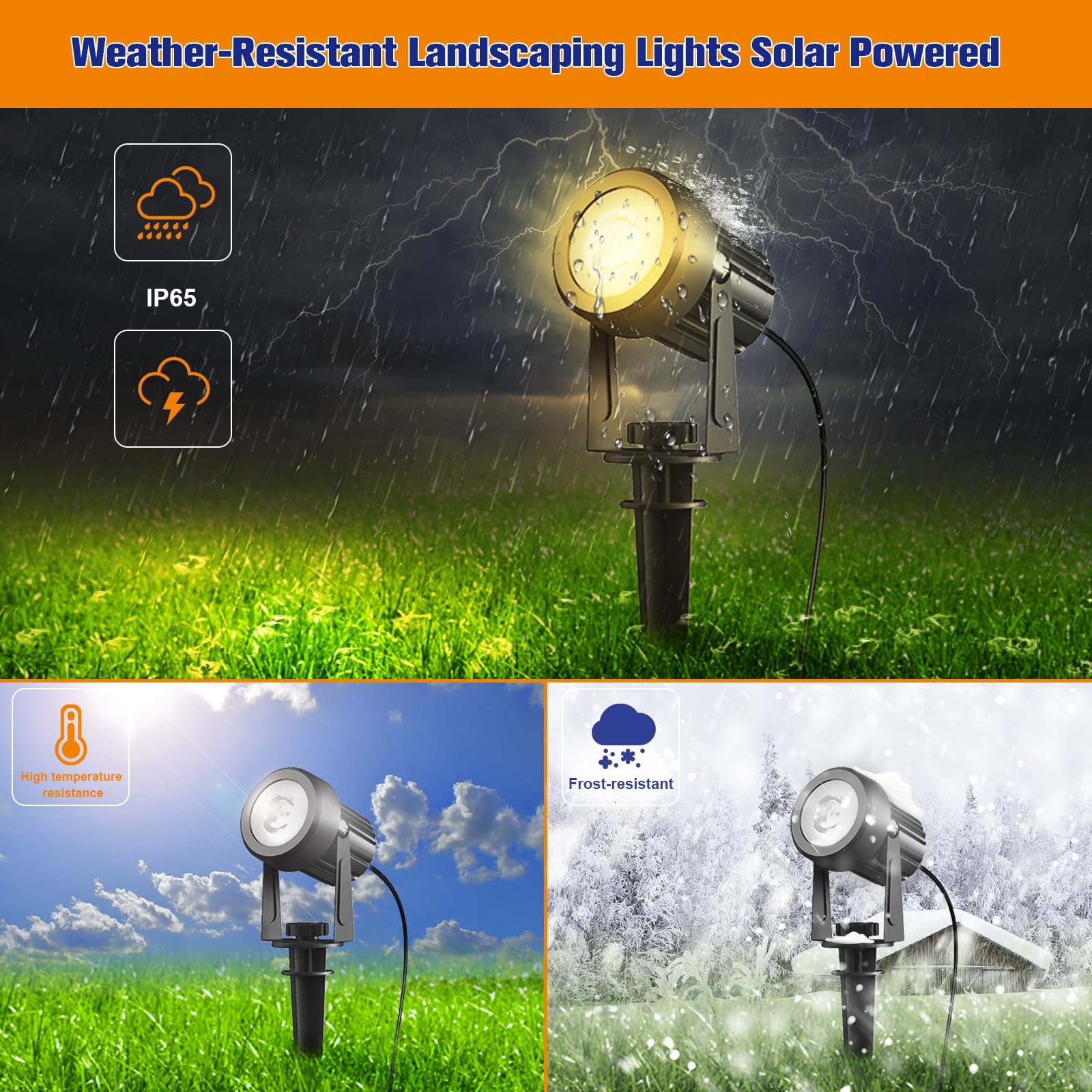 APONUO Solar Spot Lights - Outdoor 2-in-1 Solar Landscape Uplights, Dusk to Dawn, IP65 Waterproof, 9.8ft Cable, Warm White