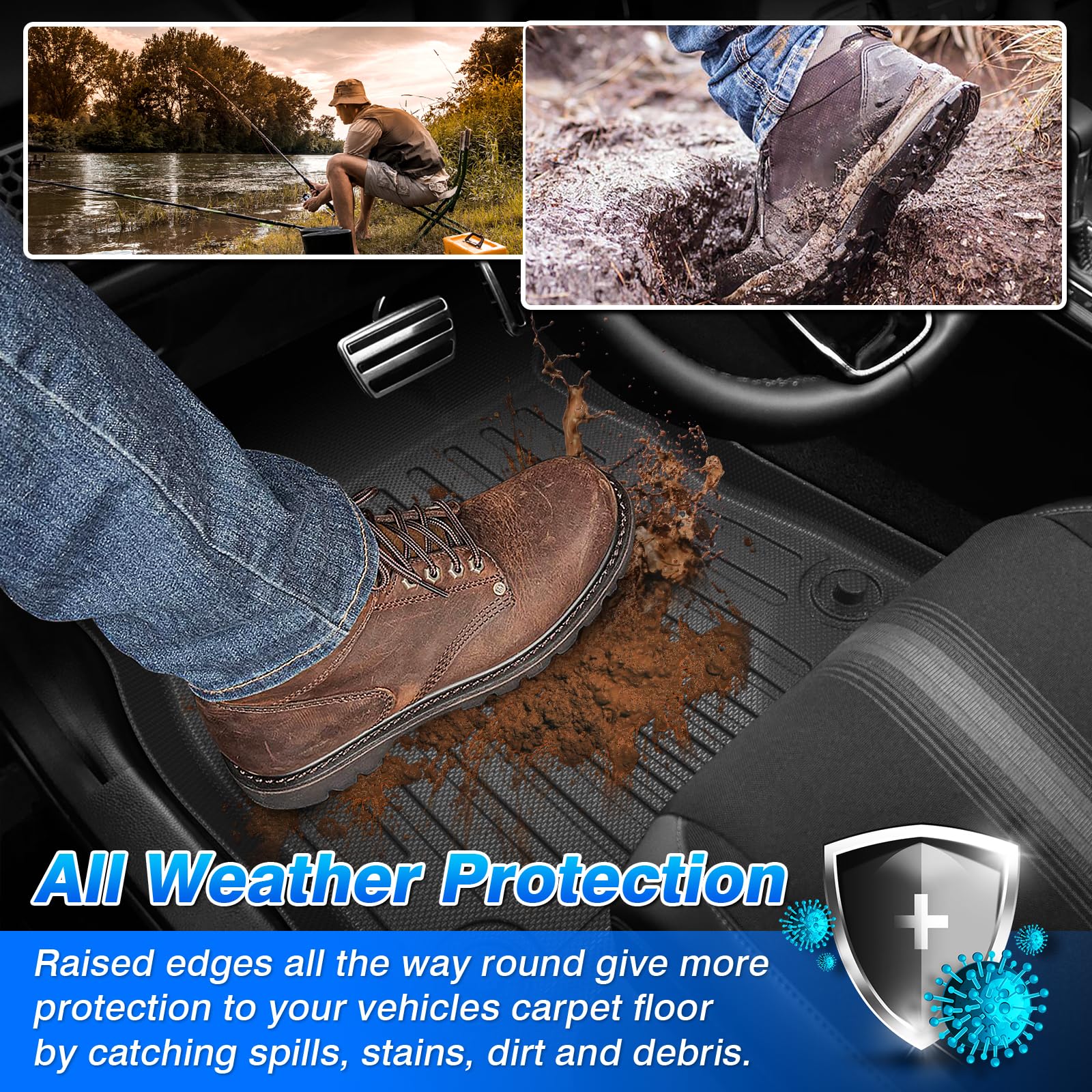 Cartist Floor Mats Compatible with Kia EV6 2022 2023 2024 2025 2026 Accessories All Weather Floor Liner Front & Rear 2 Rows Car Carpet Protection TPE Odorless
