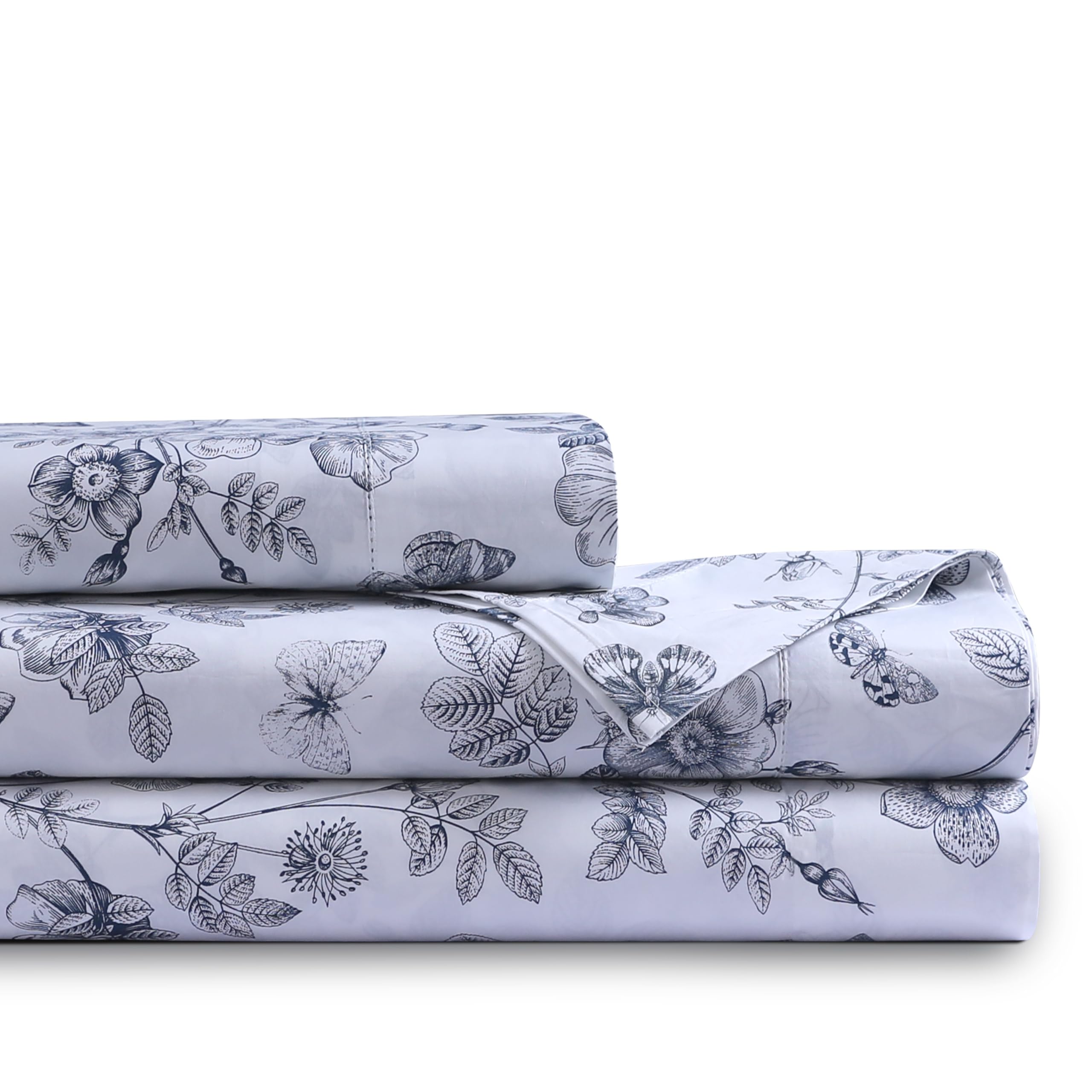 Tribeca Living 1000 Thread Count Egyptian Cotton Sheets King Size - Silky Smooth Sateen Weave for Luxurious Sleep - 22 Inch Deep Pocket 4-Piece Set in Classic Blue