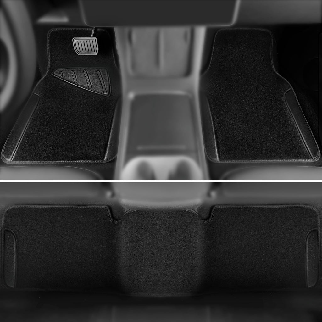CAR PASS Beige Leather & Waterproof Car Carpet Floor Mats, Universal Car Mats Fit for SUV,Vans,sedans, Trucks,Set of 4pcs Car Carpet with Anti-Slip nibbs Driver Heel Pad (All Beige)