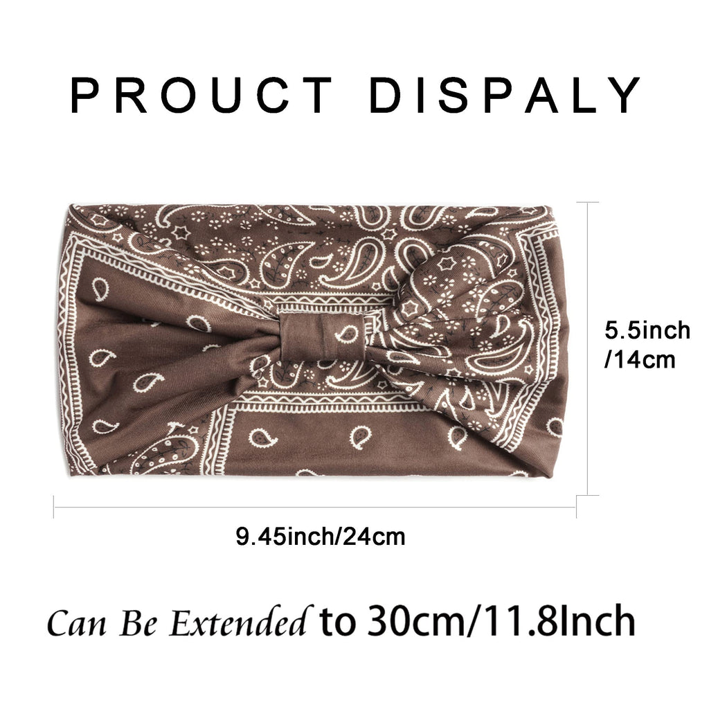 Boho Headbands For Women Fashion Stretch Wide Hair Bands Knoted Turban Head Bands Yoga Running Sweatband Elastic Headband Stylish Wrap Headbands Hair Accessories for Teen Girls 4 Pack