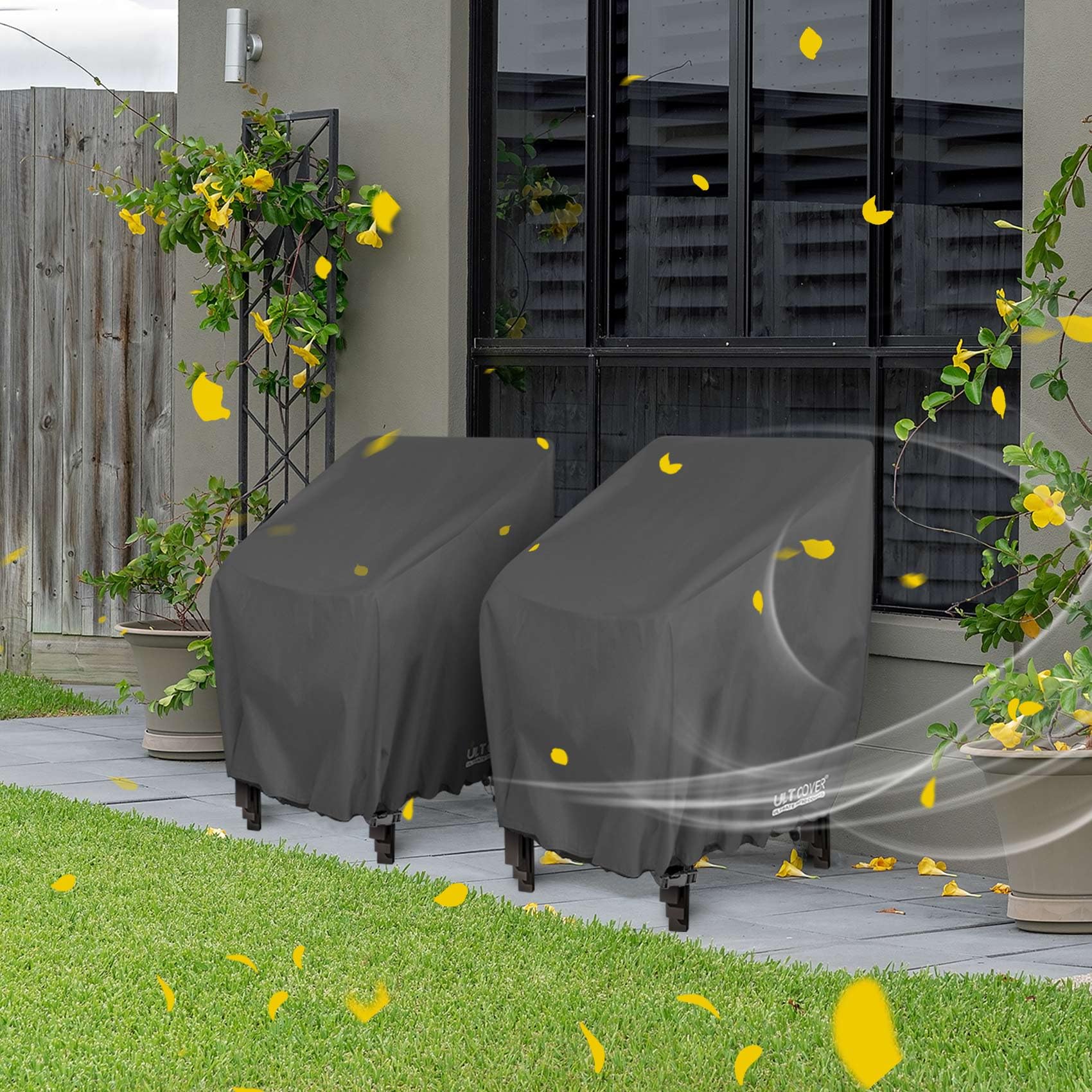 ULTCOVER Stackable Patio Chair Cover – Waterproof Outdoor Stack of Chairs Cover Fits Up to 26W x 30D x 45H inches, Balck