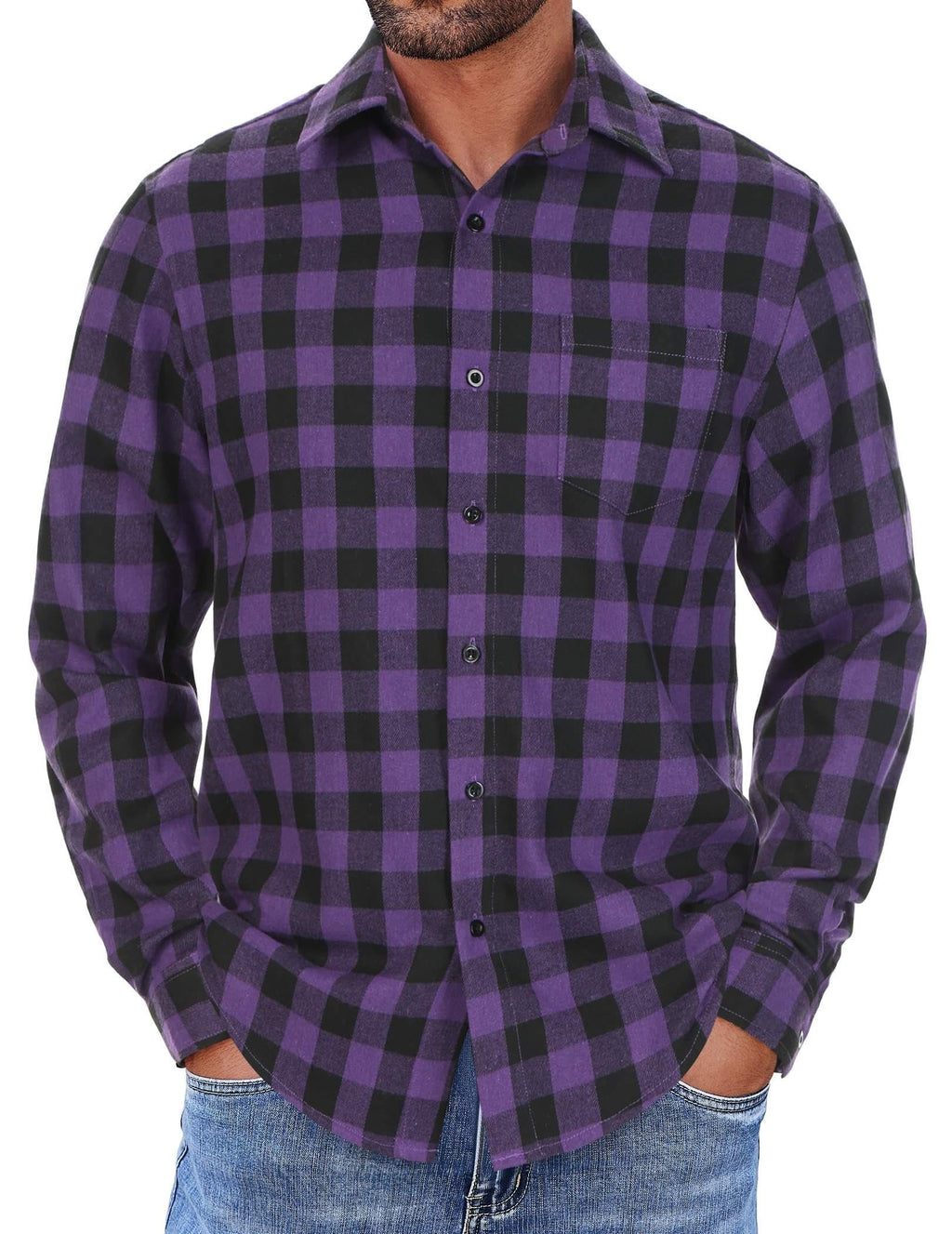 COOFANDY Mens Flannel Shirts Long Sleeve Button Down Shirt with Pocket Casual Shirts Work Shirts for Men