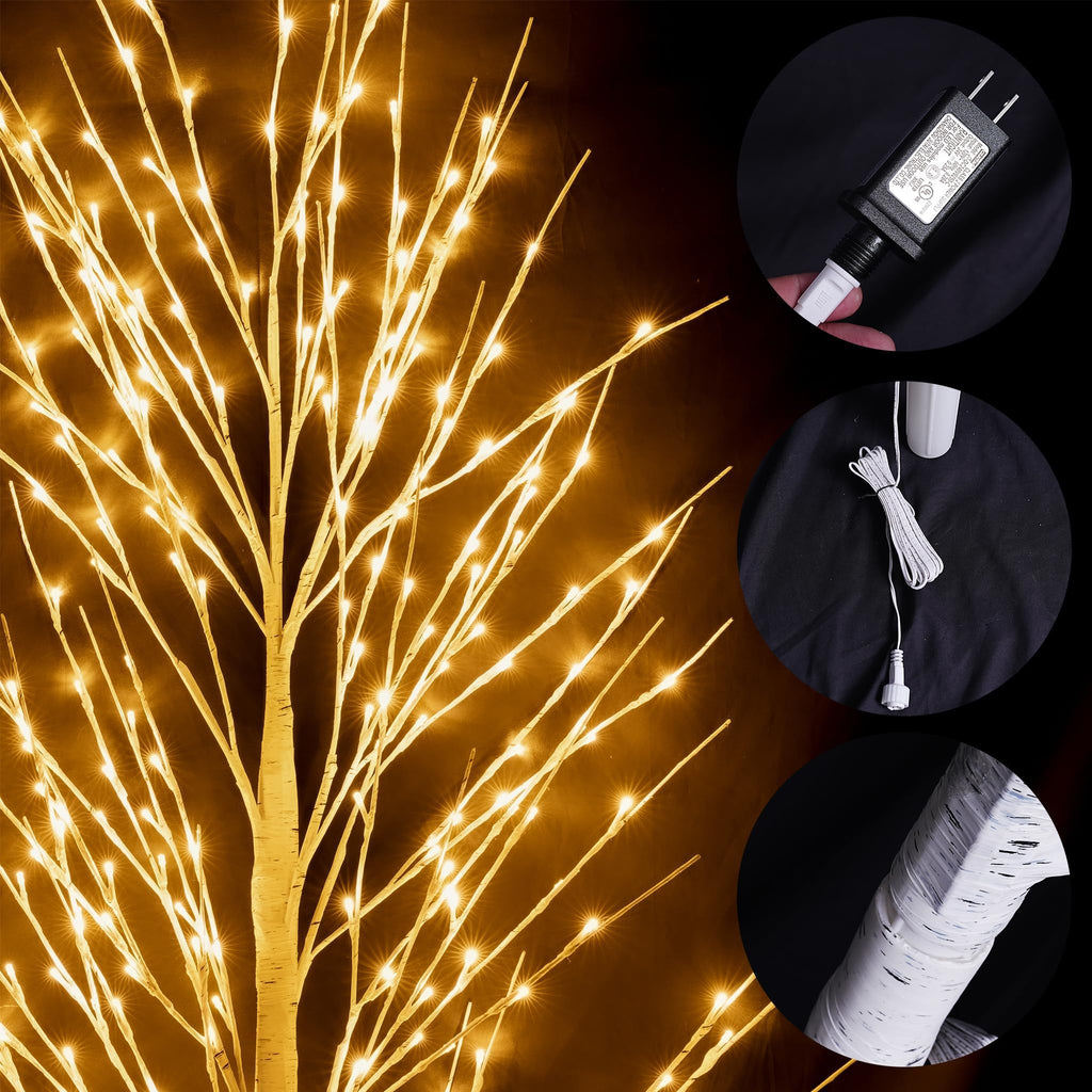 Dazzle Bright Lighted Tree, 6 Ft Birch Tree with Fairy Lights for Decoration Inside Outside, Birch Tree with 144 LED Lights for Christmas Holiday Wedding Home Room Decor, 2 Pack