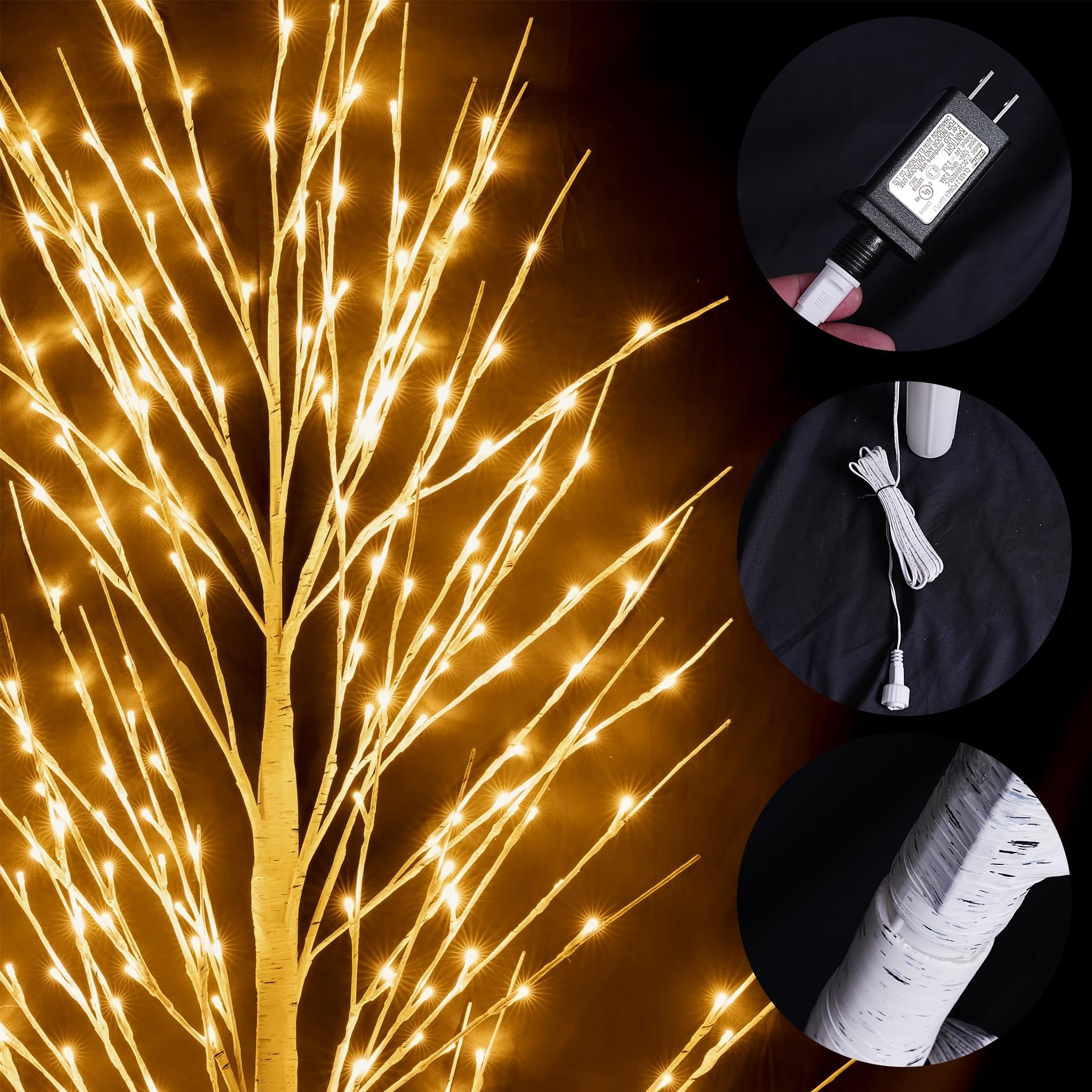 Dazzle Bright Lighted Tree, 6 Ft Birch Tree with Fairy Lights for Decoration Inside Outside, Birch Tree with 144 LED Lights for Christmas Holiday Wedding Home Room Decor, 2 Pack