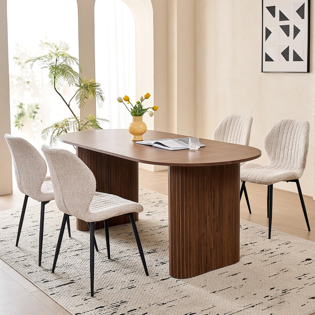 70.8" Oval Table for 4 6 Person, Modern Farmhouse Kitchen Dinner Table for Living Receiption Room, Black