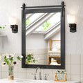 Farmhouse Mirror 41x26 Inch, Black Rustic Bathroom Mirror, Vanity Wood Framed Rectangular Wall Decorative Mirrors for Entryway, Living Room, Bedroom