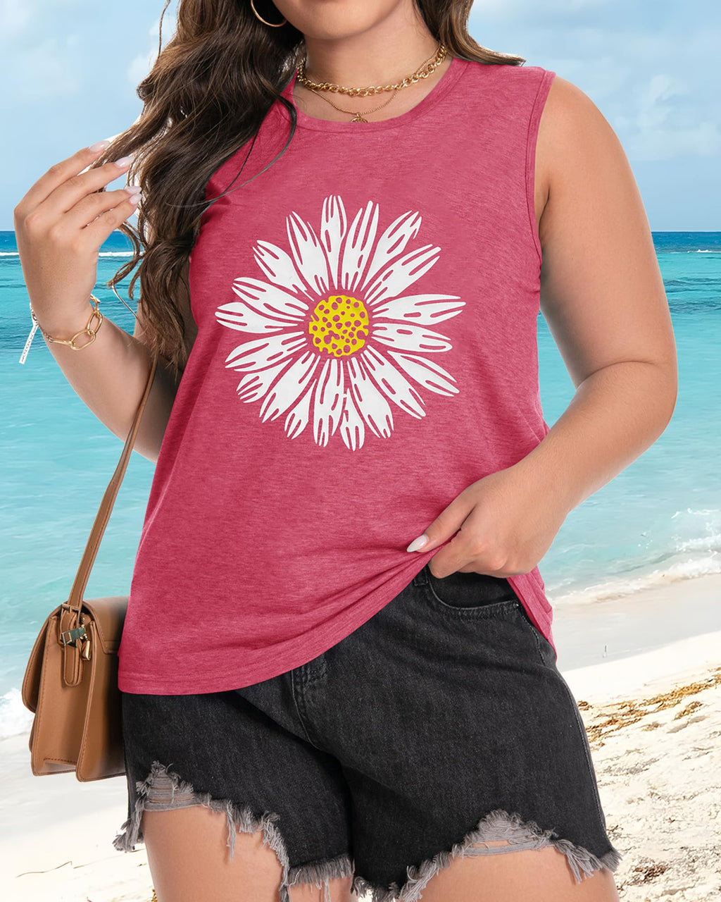 Plus Size Tops for Women Sleeveless Summer Tank Top Loose Fit Casual Tunics Shirts 2026