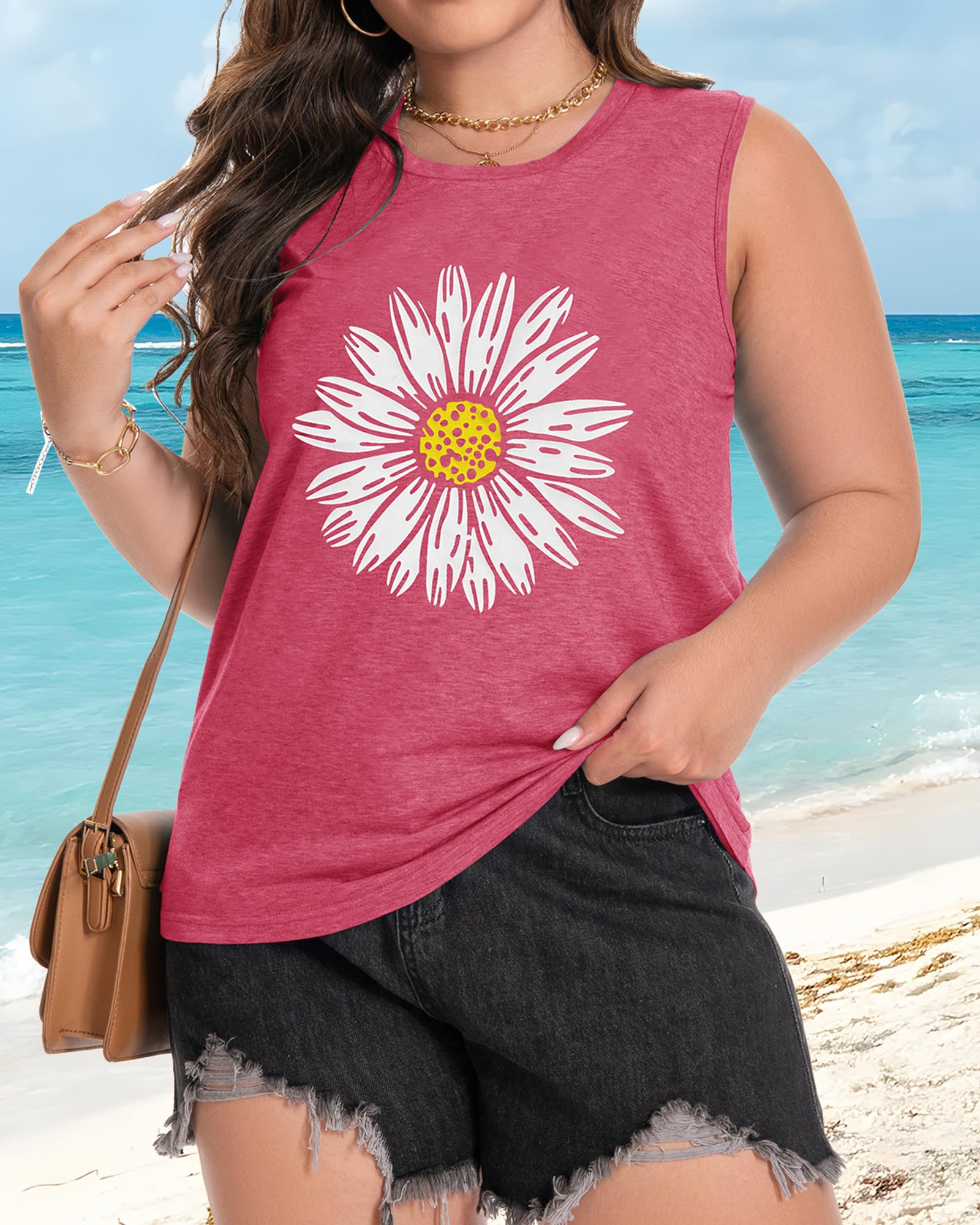 Plus Size Tops for Women Sleeveless Summer Tank Top Loose Fit Casual Tunics Shirts 2026