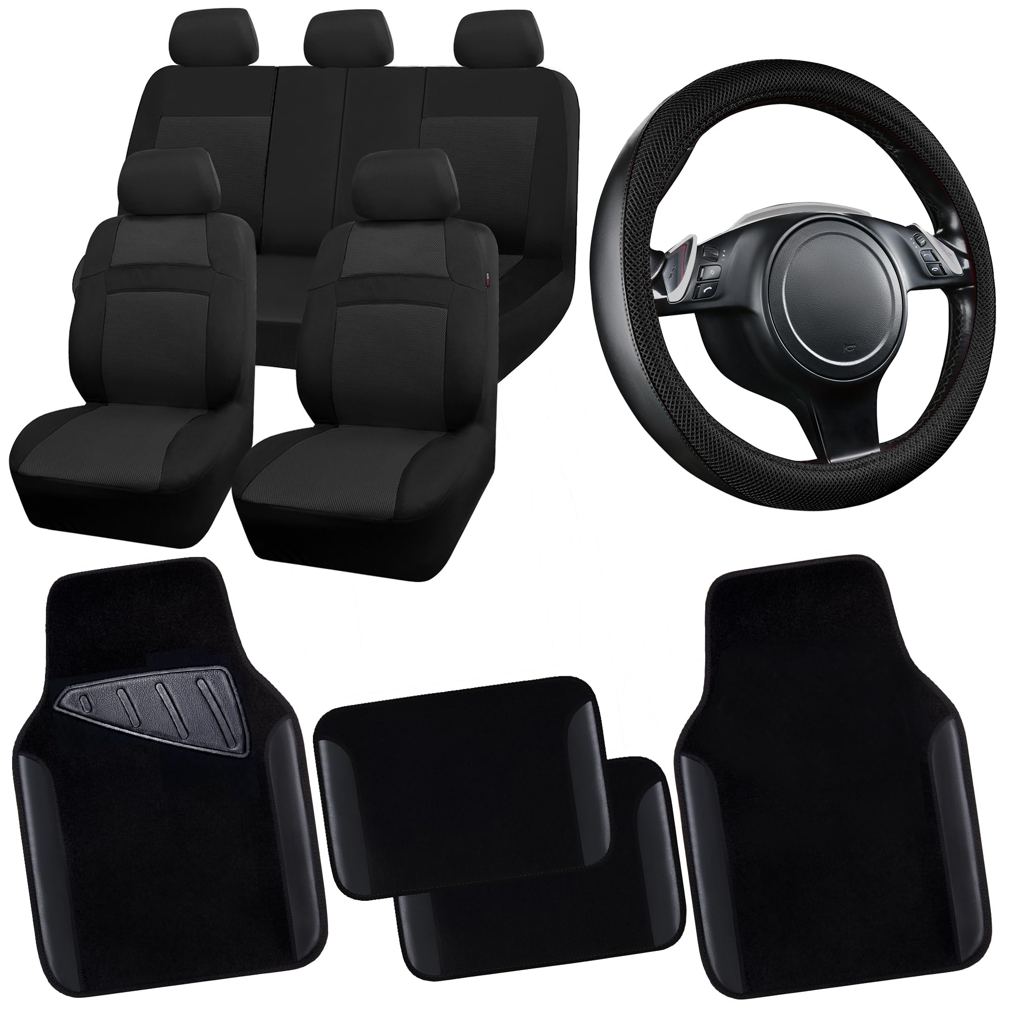CAR PASS Beige Leather & Waterproof Car Carpet Floor Mats, Universal Car Mats Fit for SUV,Vans,sedans, Trucks,Set of 4pcs Car Carpet with Anti-Slip nibbs Driver Heel Pad (All Beige)