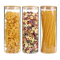 SHOWIN 73oz Glass Pasta Storage Jars, Tall Glass Jars with Bamboo Lids, Spaghetti Container, Set of 3, Kitchen Storage Containers for Pasta, Pantry Organizers