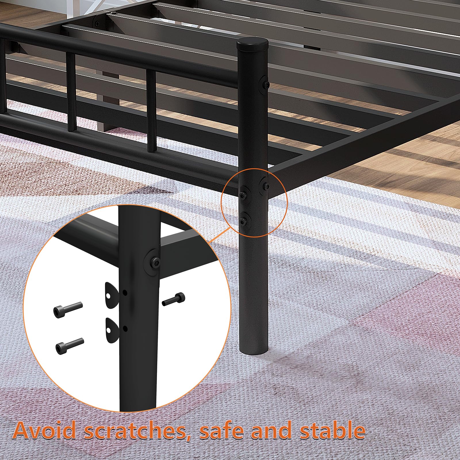 zizin Twin Size Metal Bed Frame with Headboard & Footboard 14 Inch Metal Platform Mattress Foundation Support with Steel Slat, Under Bed Storage, No Box Spring Needed