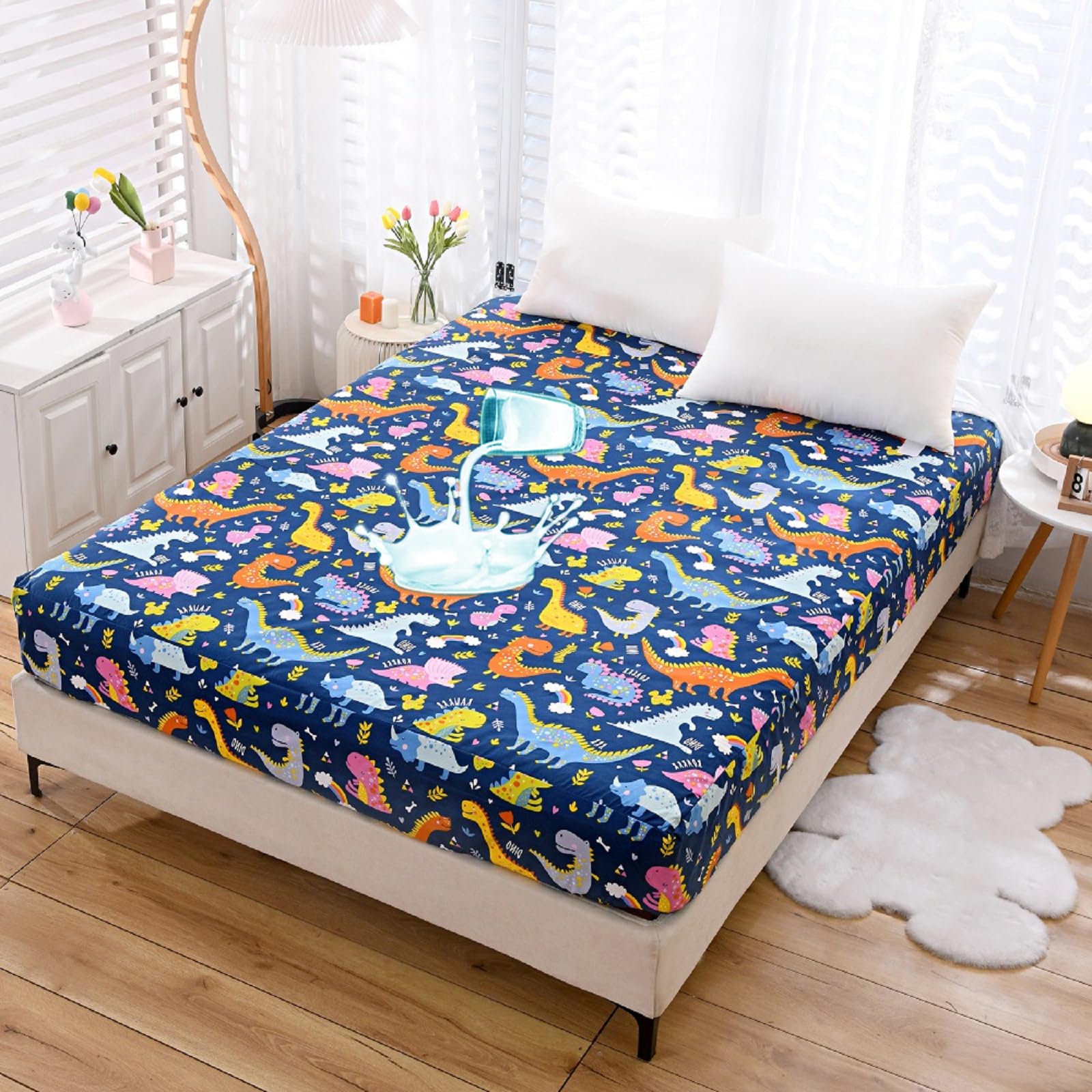 Bedding Fitted Sheet with Deep Pocket,3D Pattern Printed Fabric Bed Sheets (Black Butterfly,Twin)