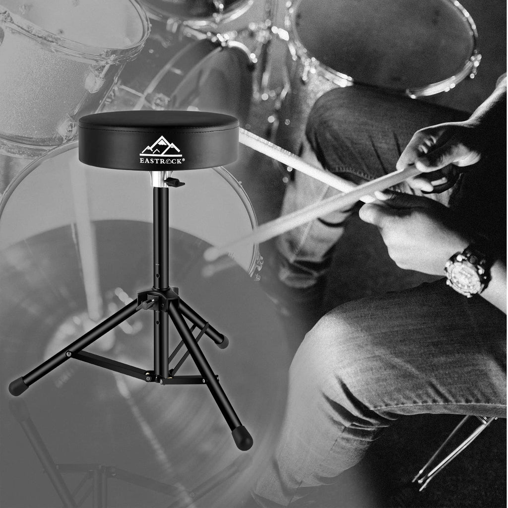 EASTROCK Drum Throne,Padded Drum Seat Drumming Stools with Anti-Slip Feet for Adults and Kids Drummers (Black)