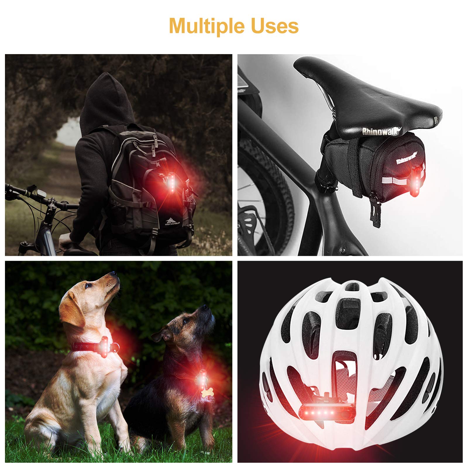 Ascher USB Rechargeable LED Bike Tail Lights 2 Pack, Bright Bicycle Cycling Rear Light, 4 Light Mode Options Safety Bike Light for Adults Kids Men Women Road Mountain(2 USB Cables Included)