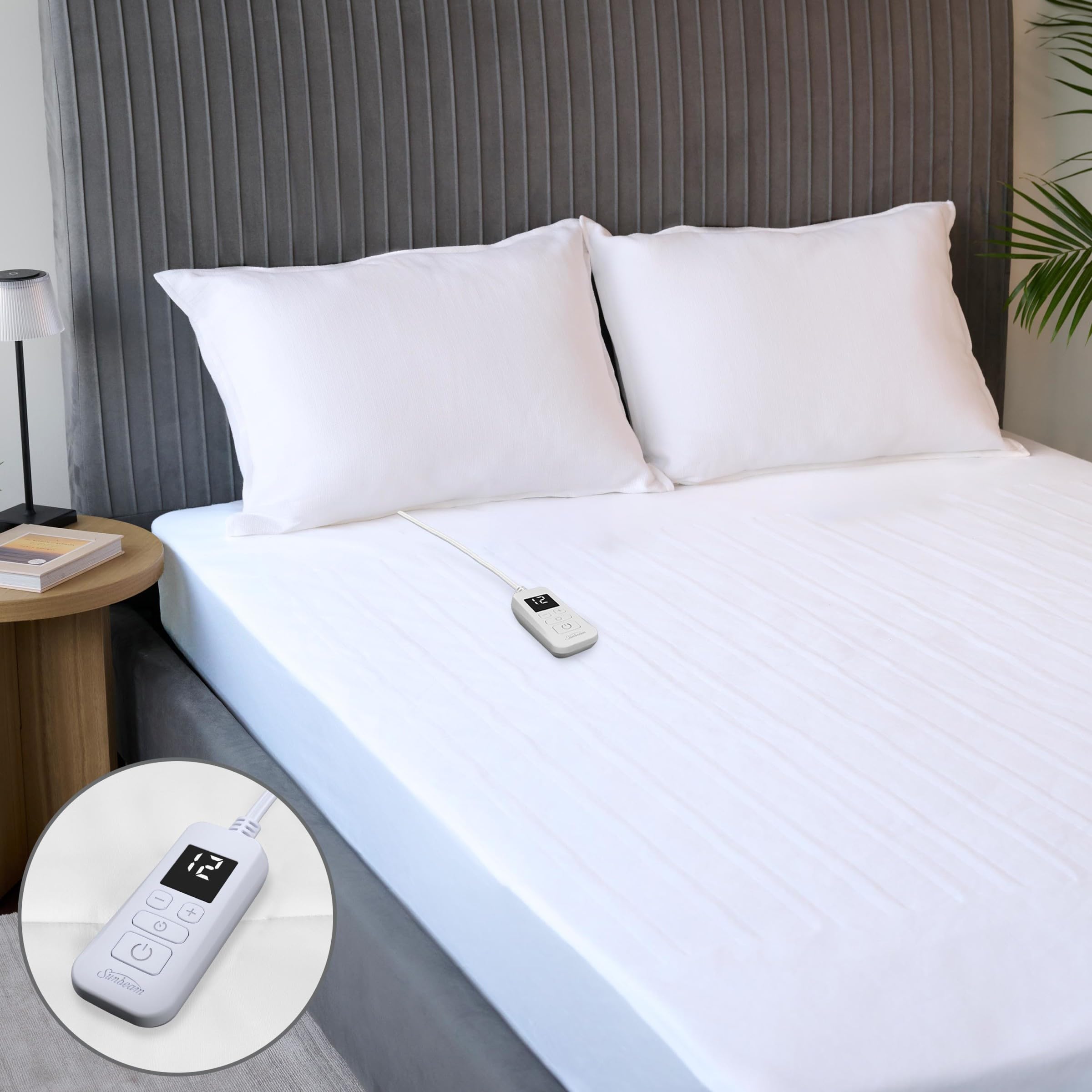 Sunbeam Restful Quilted Water Resistant Heated Mattress Pad - Full White