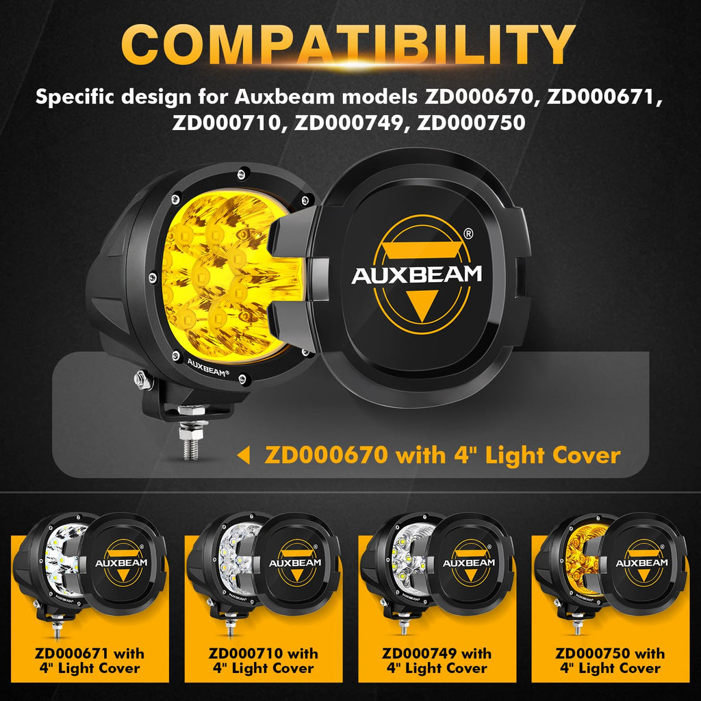 Auxbeam P4 Series Flood Beam LED Pods 4 Inch 90W Round Offroad Fog Lights Driving Flood Light Bar Bumper A-Pillar Hood Mount for Trucks ATV UTV Motorcycle Jeep