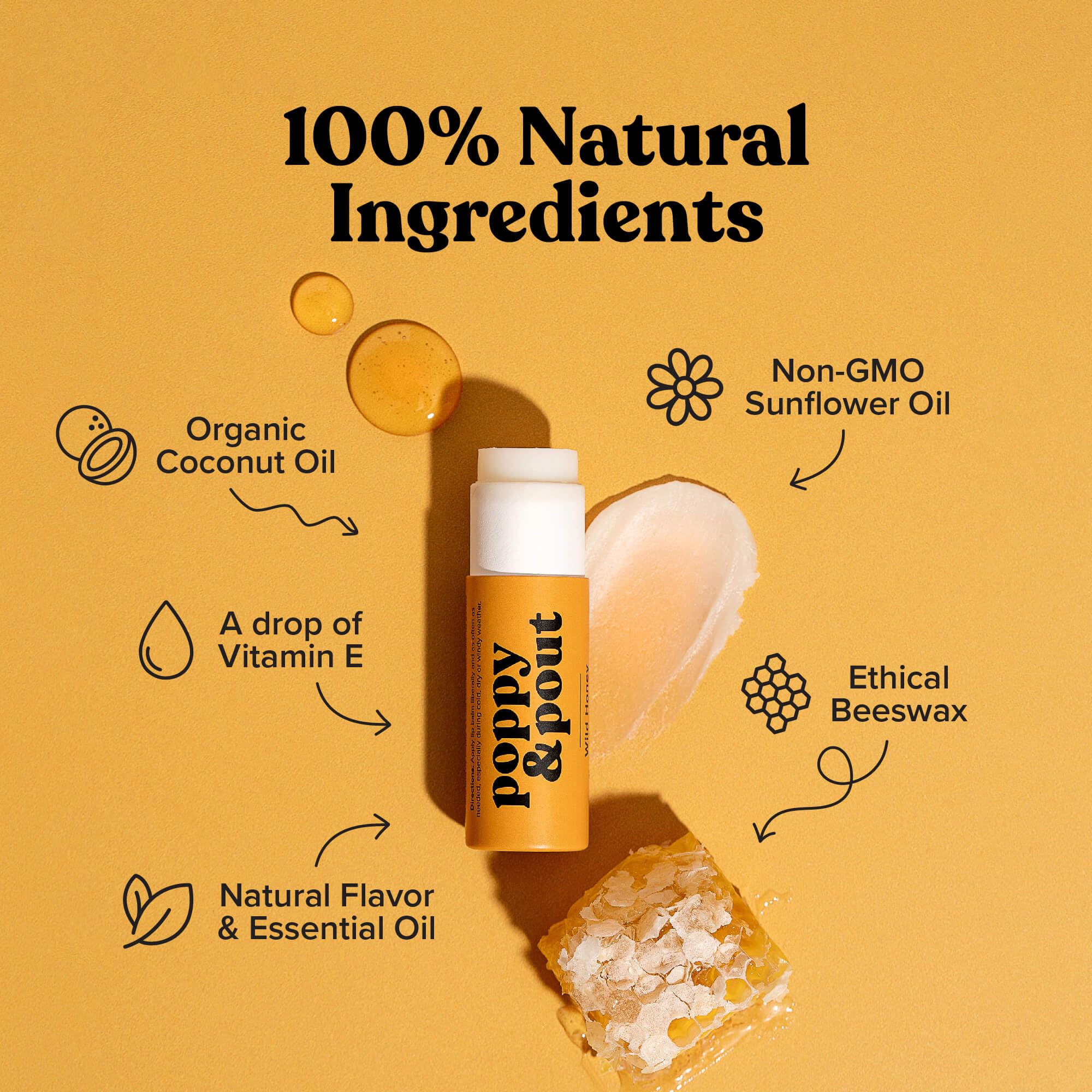 Poppy & Pout Blood Orange Mint Jumbo Lip Balm | All Natural Lip Balms & Moisturizers | Hydrates with Beeswax, Vitamin E, Organic Coconut Oil | Cruelty-Free | Lip Balm in Recyclable Cardboard Tube