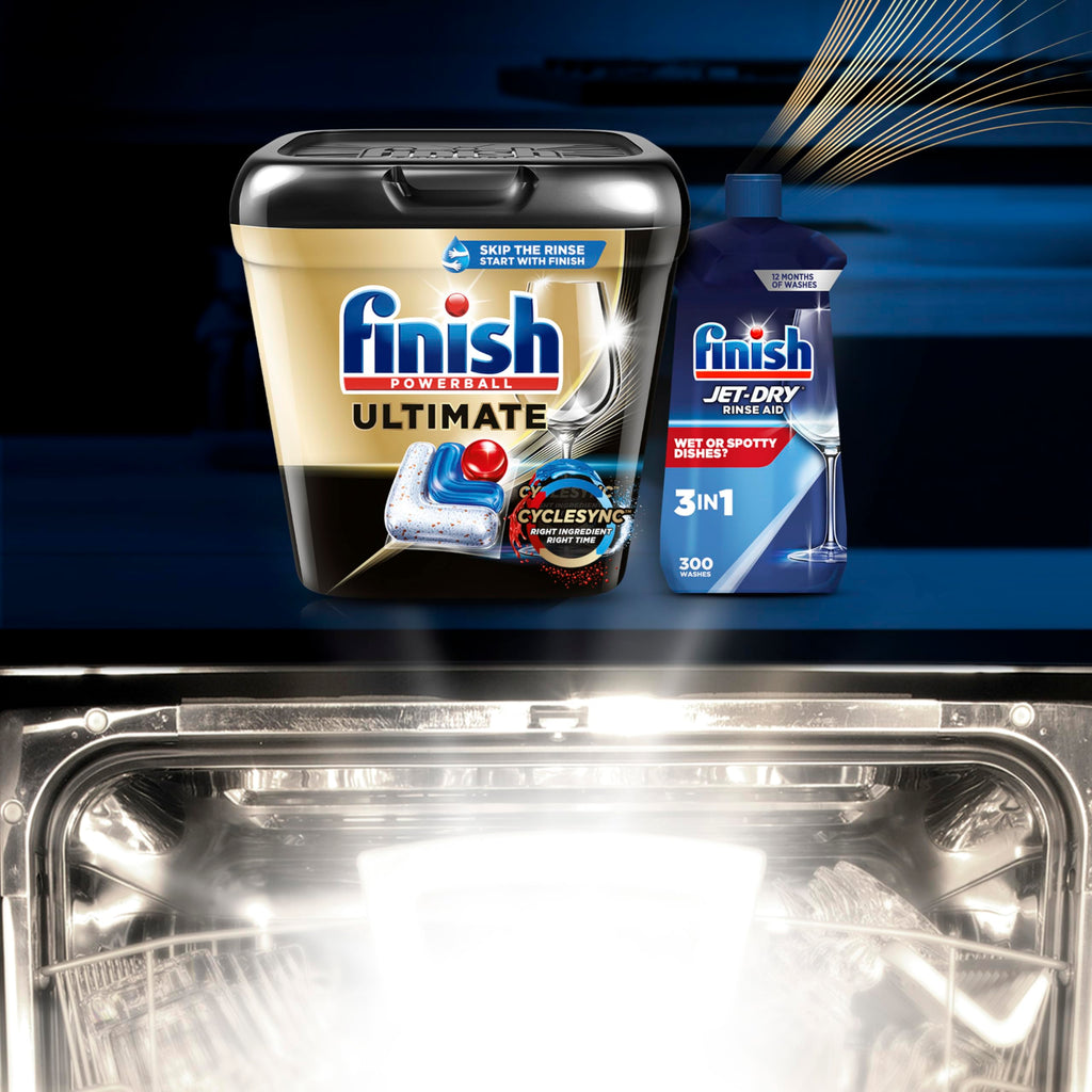 Finish Ultimate Dishwasher Pods, No Pre-Rinse Dishwasher Detergent Soap Removes Burnt-On Stain, with CycleSync Technology, Degreasing & Scrubbing Power, 52 Count (Packaging may vary)