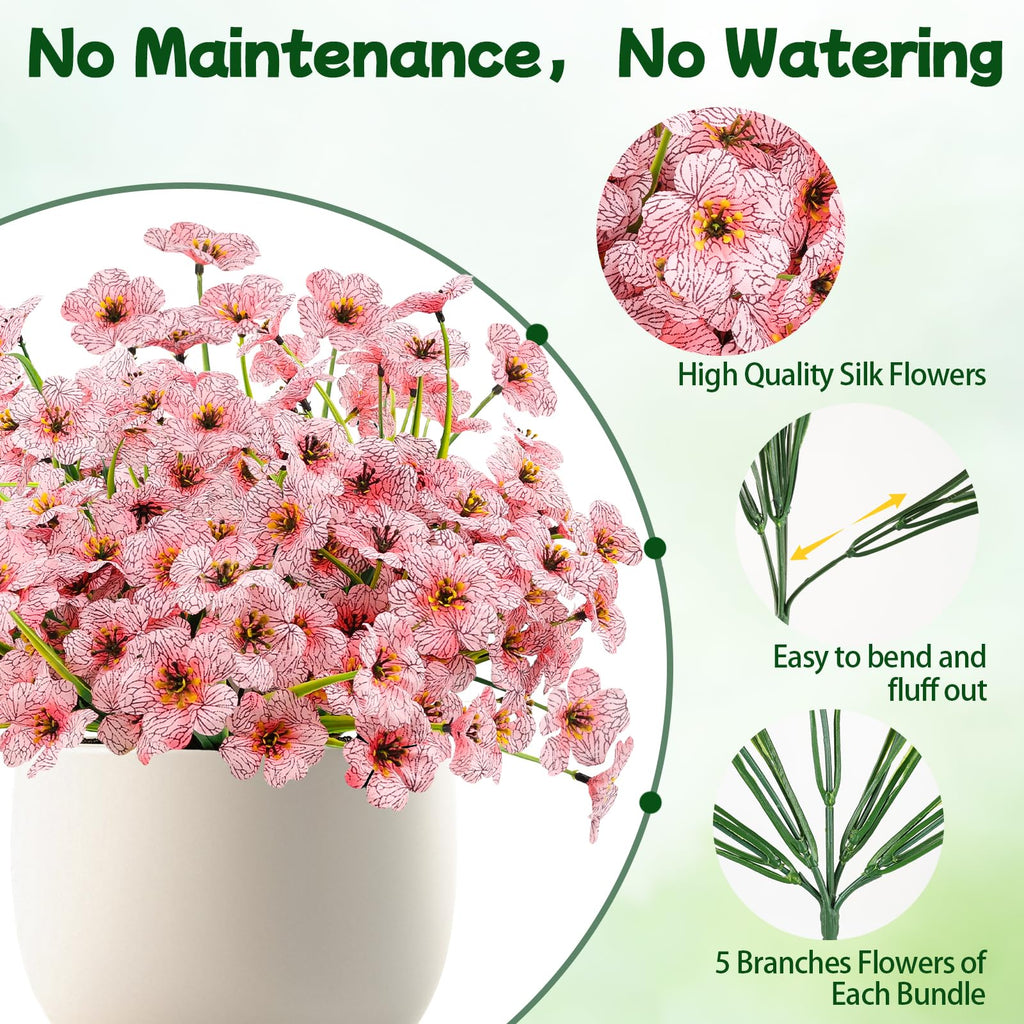 MACTING 12 Bundles Artificial Fall Lavender Flowers for Outdoors, UV Resistant Fake Outdoor Plants, Faux Autumn Greenery Shrubs for Planters Porch Patio Garden Yard Outside Thanksgiving Decorations