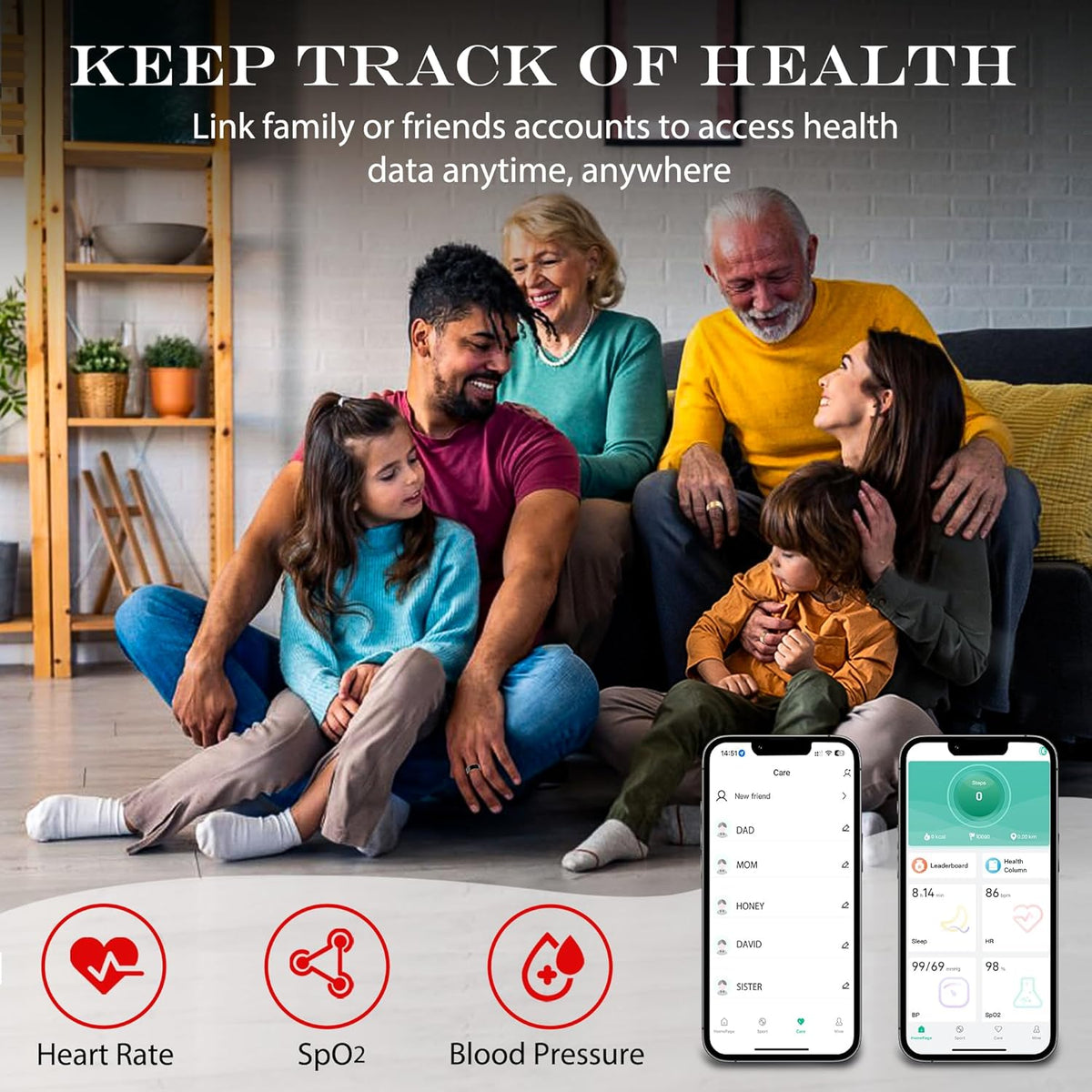 Smart Health Ring for Women Men Fitness Tracker with Heart Rate, Blood Oxygen, Blood Pressure, Sleep Monitoring, Step Counting, IP68 Waterproof for iOS and Android, Rose Gold 7