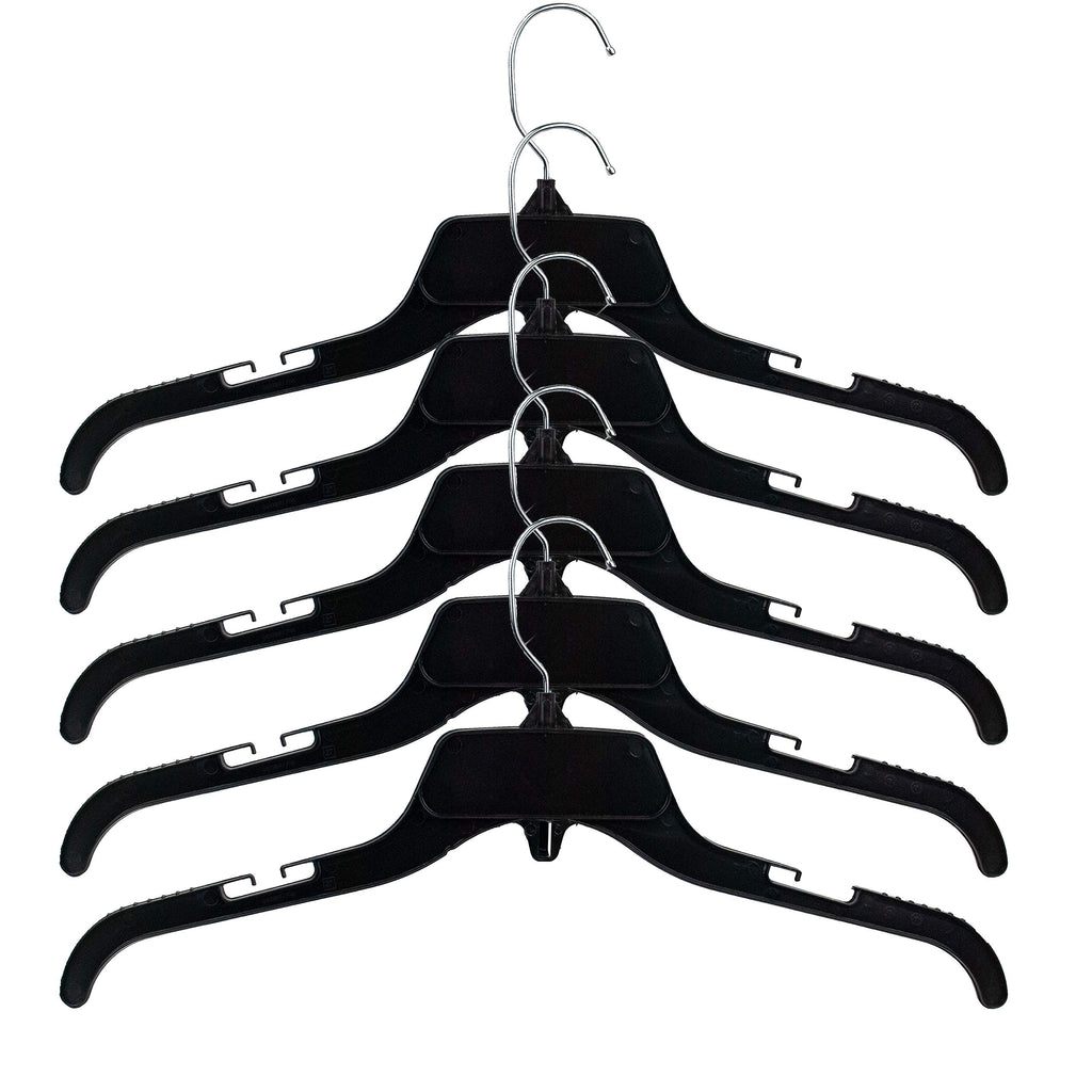 HangOn Shirt Hangers Recycled Plastic with Notches, Black, 17 Inch Pack of 25