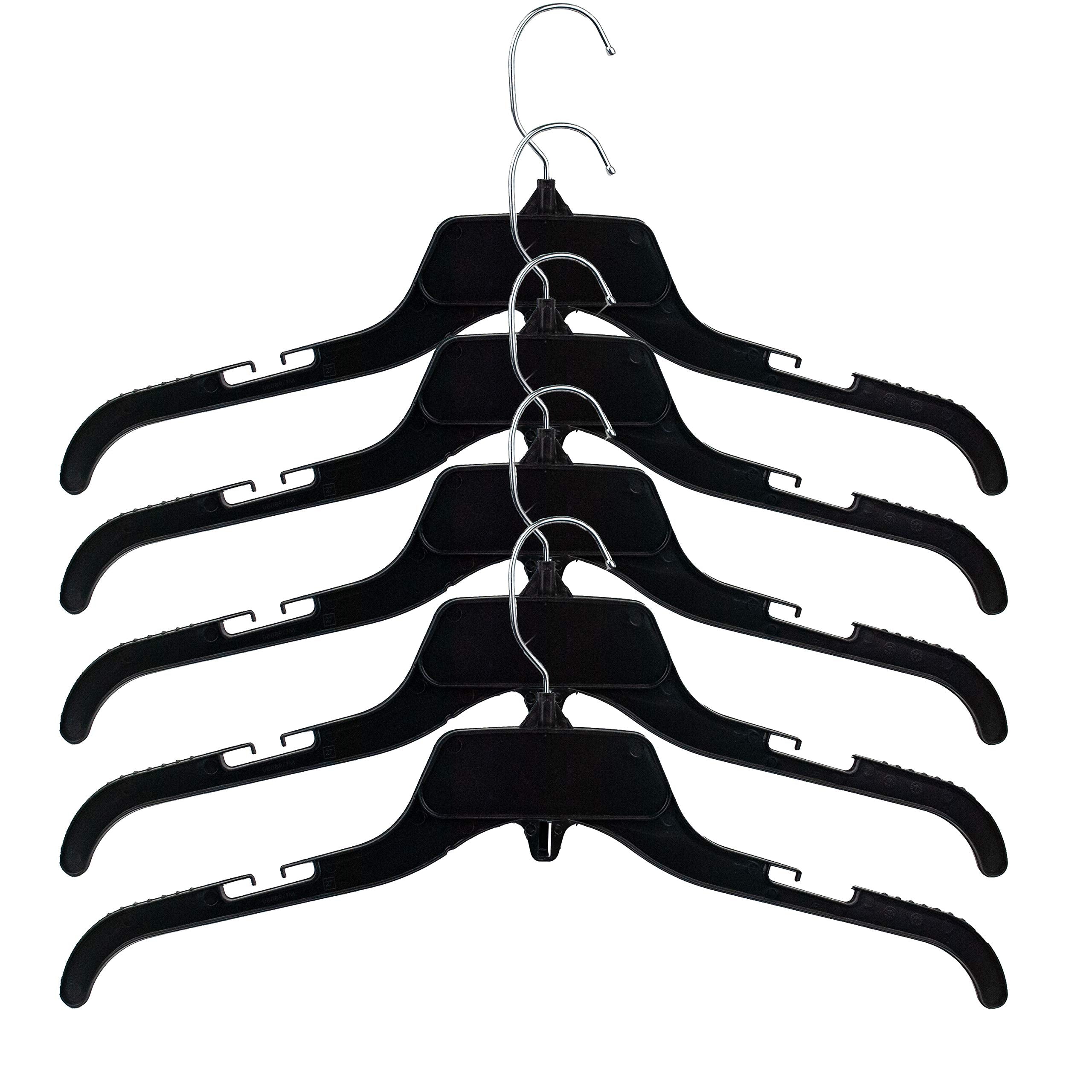 HangOn Shirt Hangers Recycled Plastic with Notches, Black, 17 Inch Pack of 25