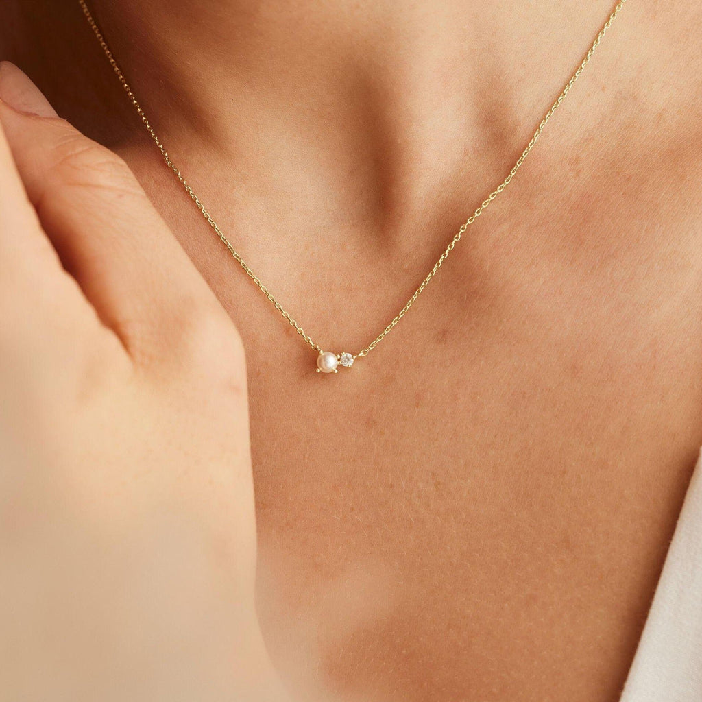 Pearl Necklace for Women Trendy,14k Gold Plated Necklace Dainty Wedding Necklace Small Cute Choker Necklace Gold Prom Drop Necklace Vintage Waterproof Jewelry for Women Prom Jewelry Fashion Gifts