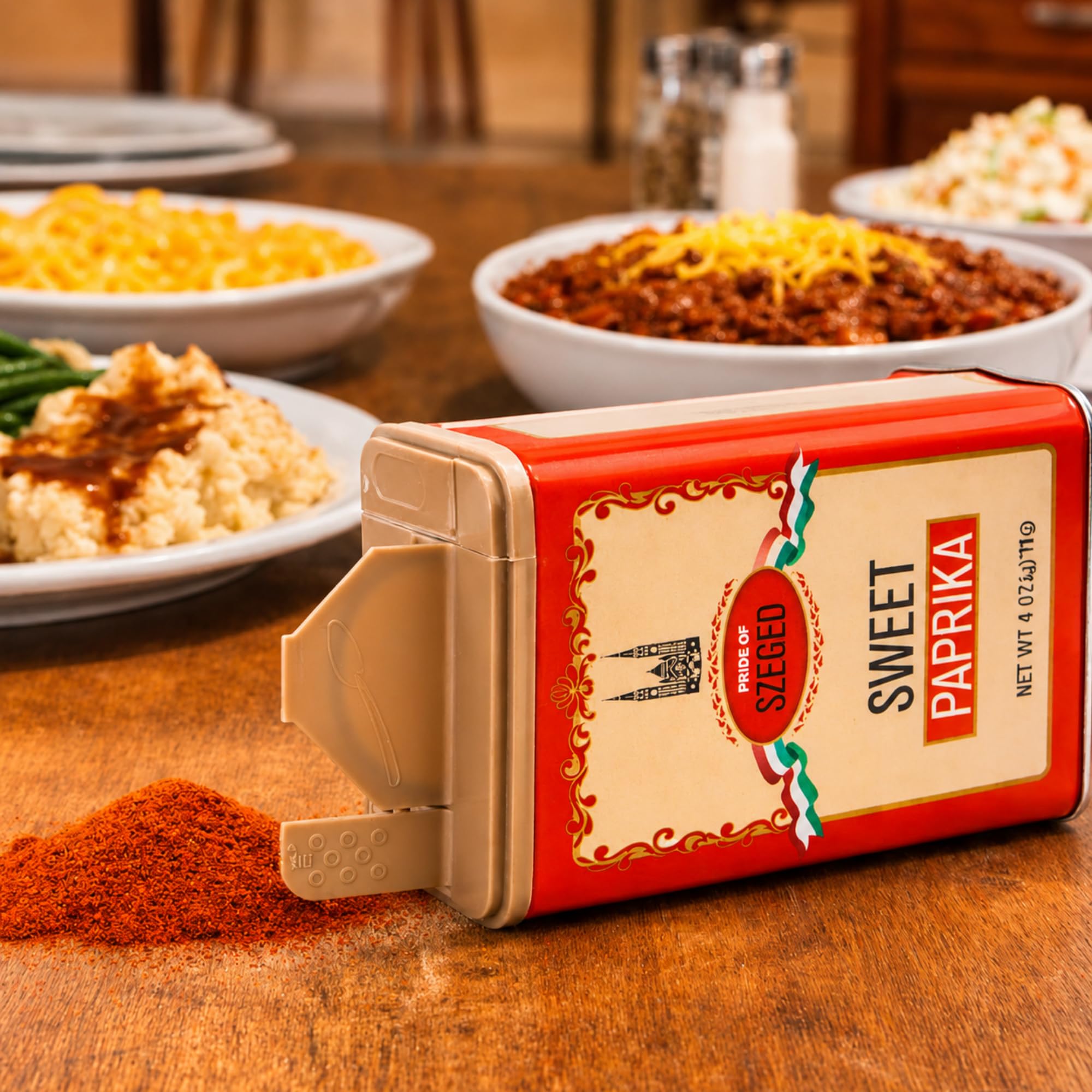 Pride of Szeged Hot Paprika Powder, Bright Red, 4 oz. Tin, 1-Count
