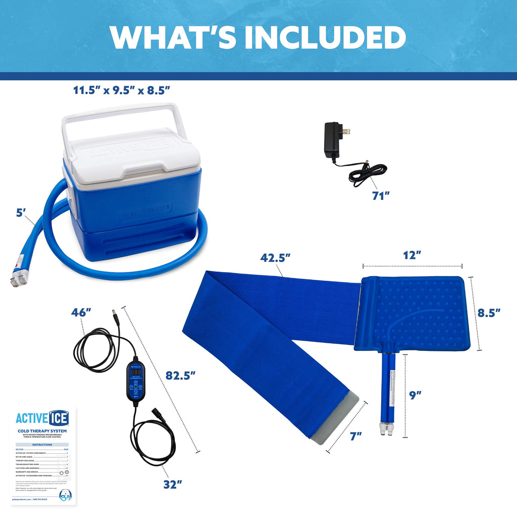 Polar Active Ice 3.0 Cold Therapy Ice Machine System with Programmable Timer, Back and Hip Compression Pad, Lightweight 9 Quart Cooler, Quiet Pump, Strong Cryotherapy Pain Relief Treatment