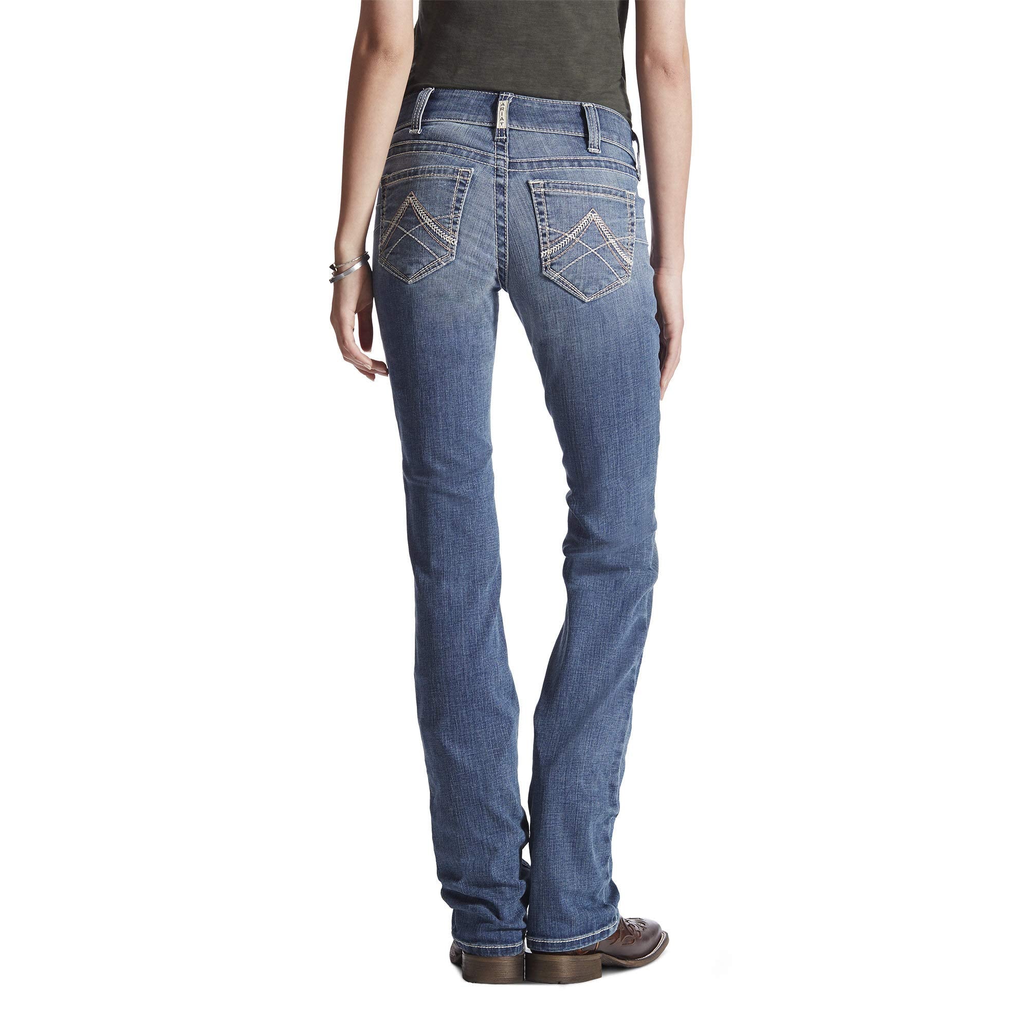 Ariat Women's R.E.A.L. Mid Rise Stretch Icon Stackable Straight Leg Jean