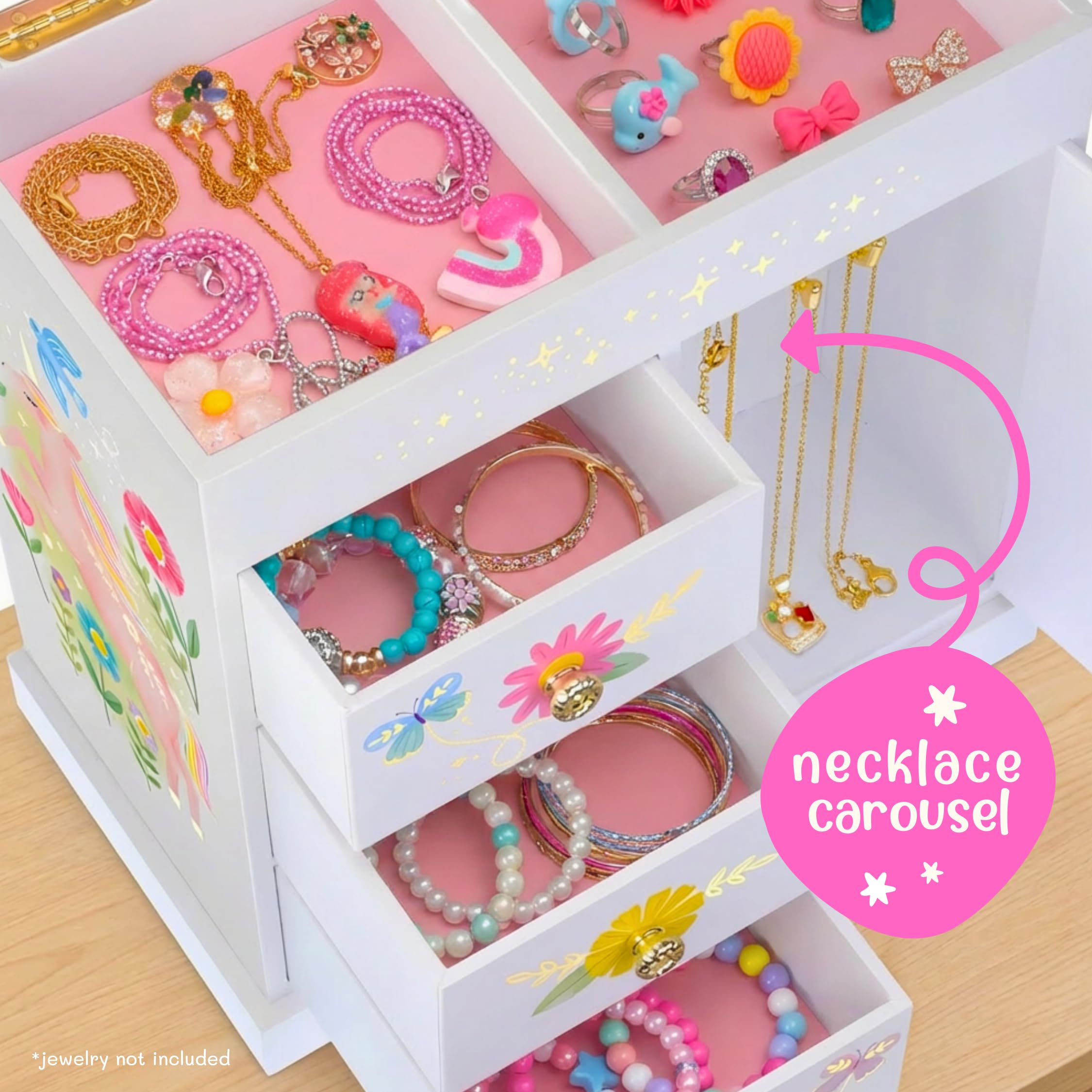 Giggle & Honey® Unicorn Musical Jewelry Box for Girls Unicorn Toys for Girls Age 4-6 Kids Jewelry Box with Drawers