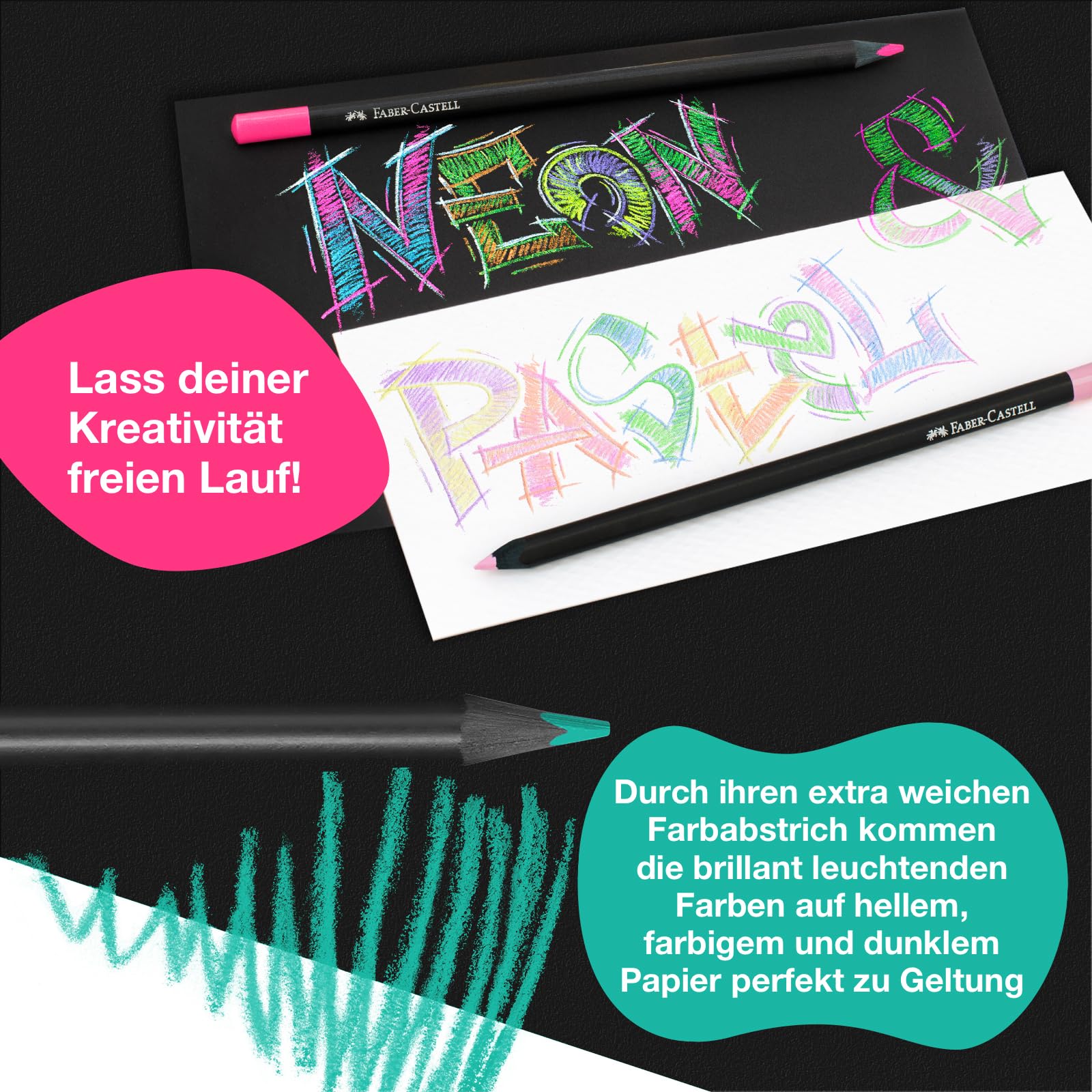 Faber-Castell Black Edition Colored Pencils| Great Back to School Art Supplies | Classic (12 Count)
