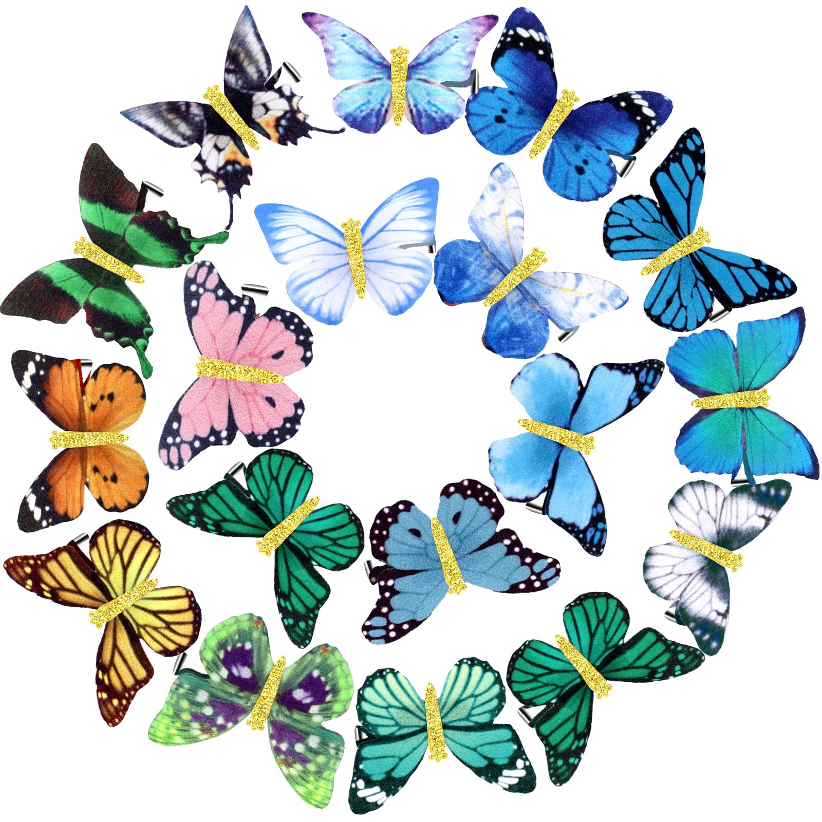 Boao 18 Pieces Glitter Butterfly Hair Clips for Girls Teens Women Hair Accessories (Bright Style)